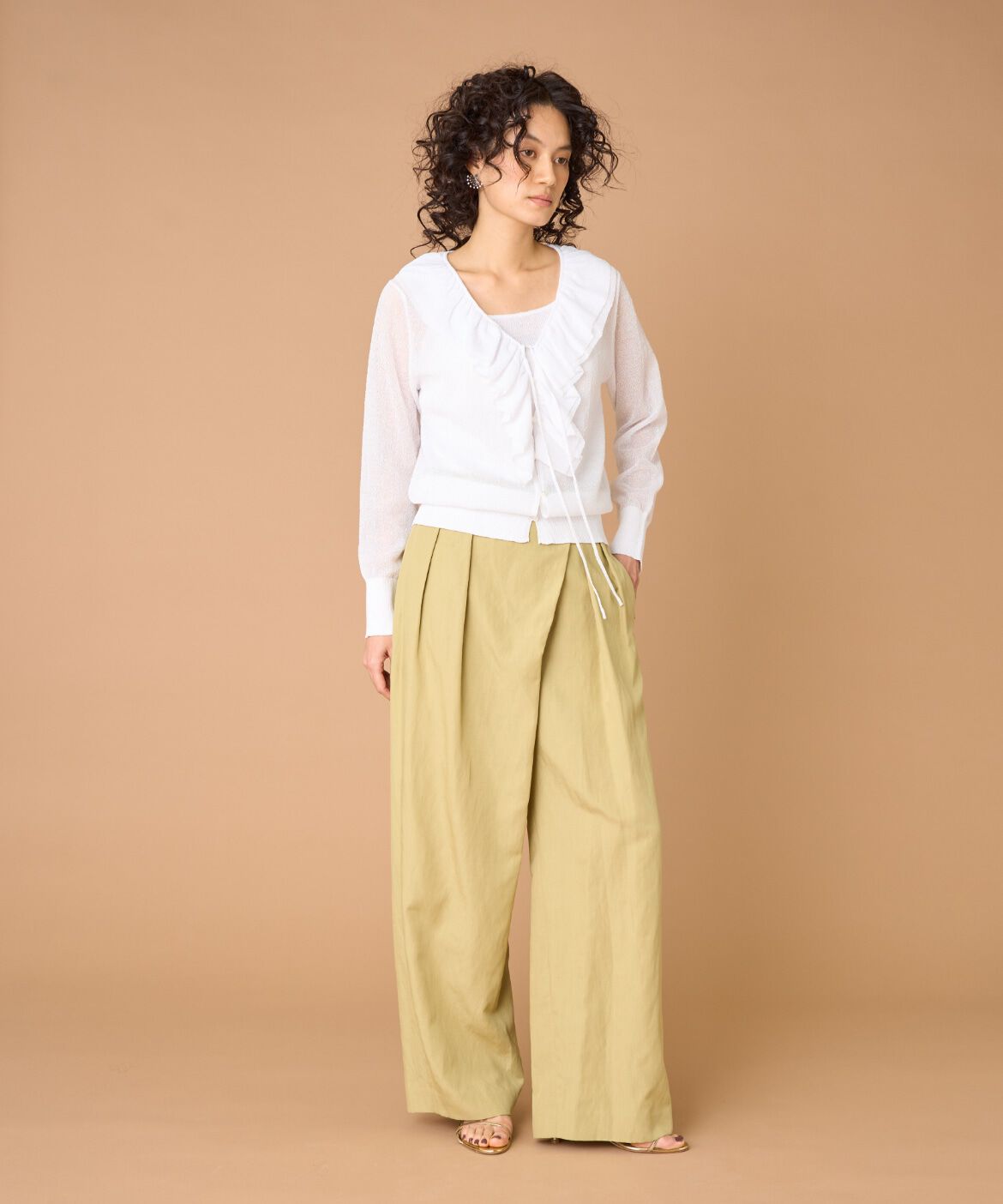 la veille by SUPERIOR CLOSET「ラメニットフリルカーディガン」|カーディガン|