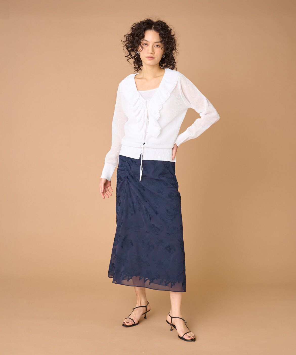 la veille by SUPERIOR CLOSET「ラメニットフリルカーディガン」|カーディガン|