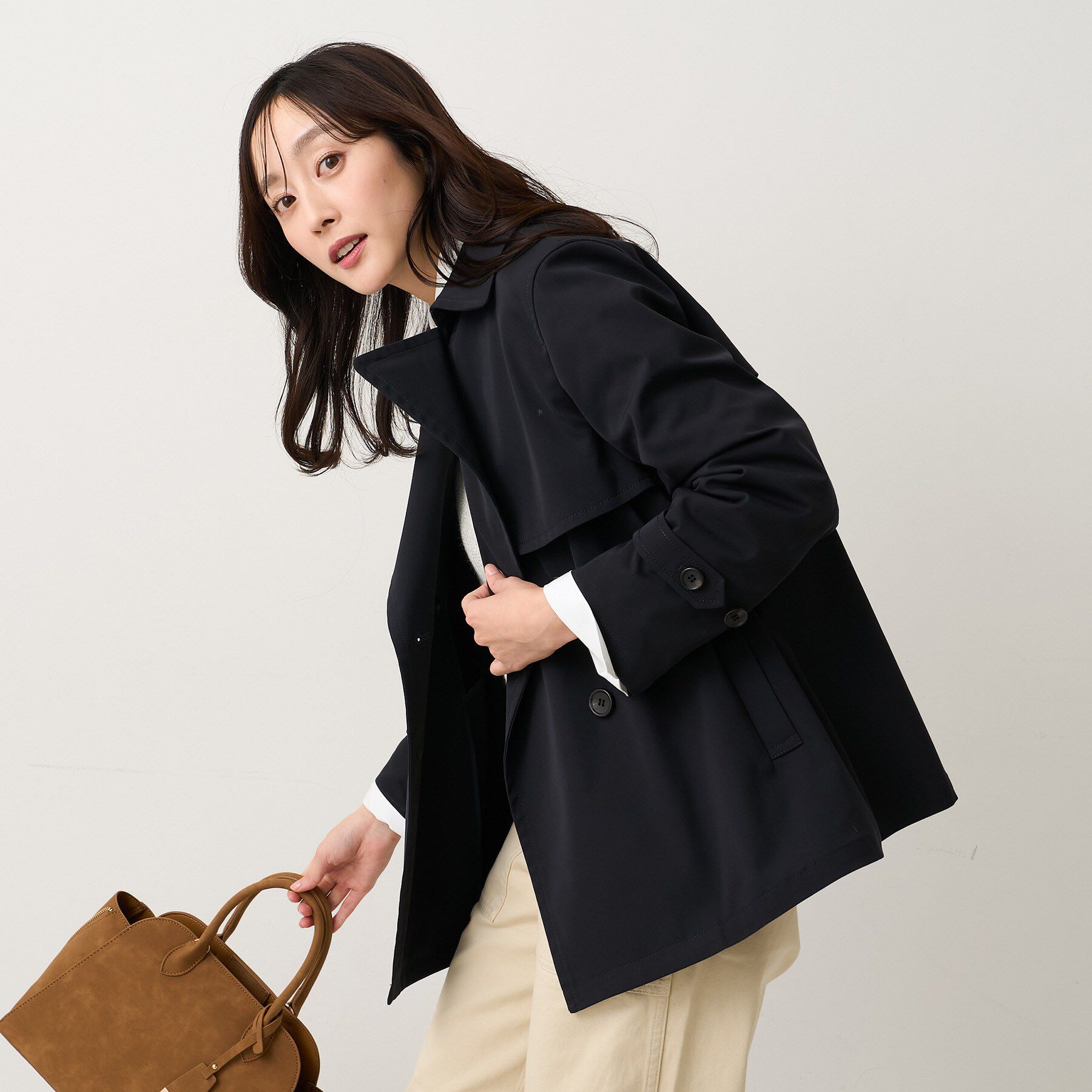 UNTITLED「【はっ水/洗える/セレモニーにも】タスランショートトレンチコート」|トレンチコート|