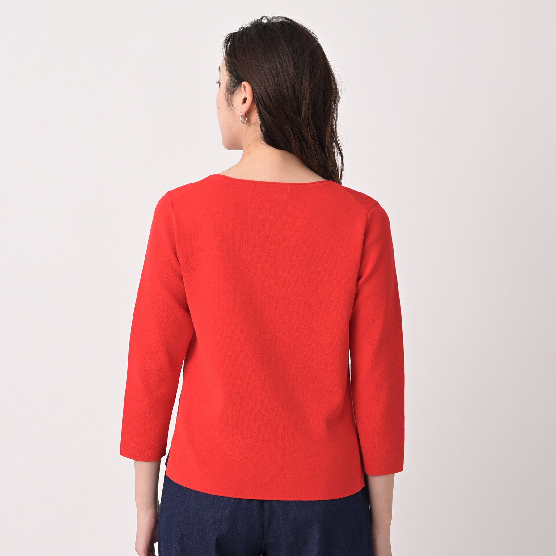 UNTITLED「【洗える/七分袖】ボートネックコットンプルオーバー」|ニット・セーター|