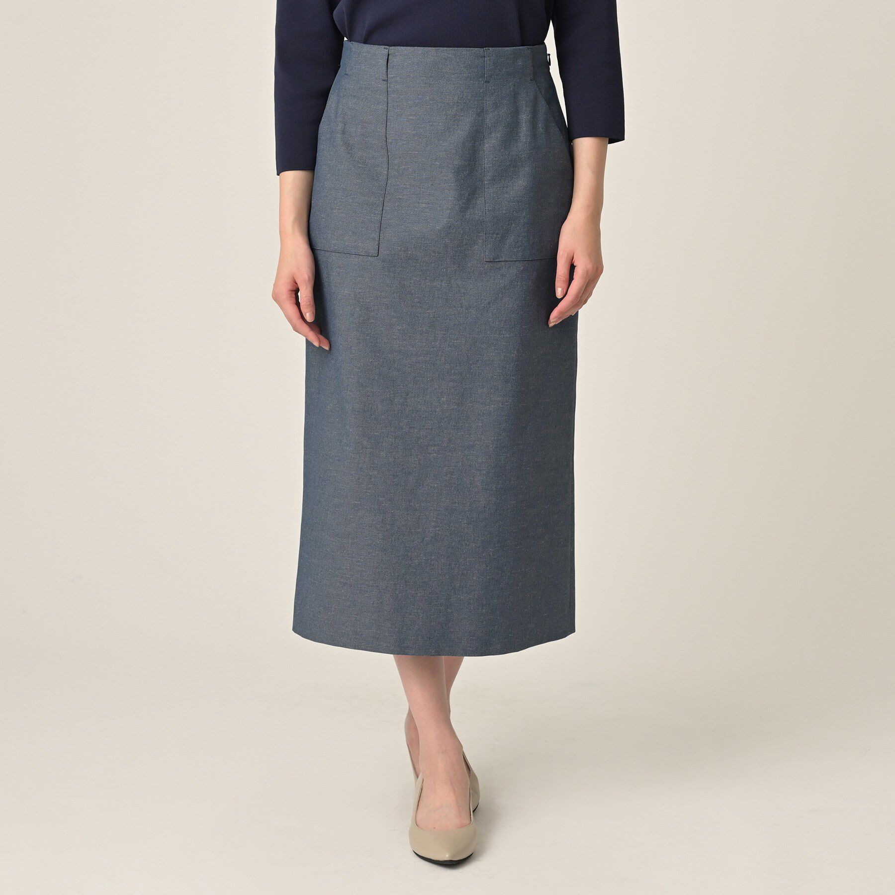 UNTITLED「【洗える/後ろウエストゴム】オックスアイラインスカート」|スカート|