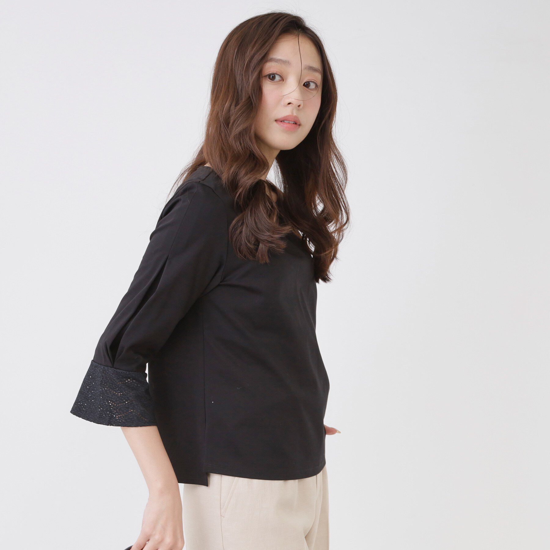 COUP DE CHANCE「【手洗い可／日本製】レースドッキングのカットソー」|Tシャツ・カットソー|