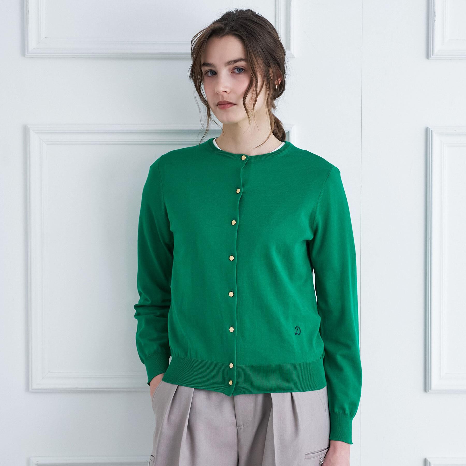 DRESSTERIOR「コットンシルククルーネックカーディガン」|カーディガン|