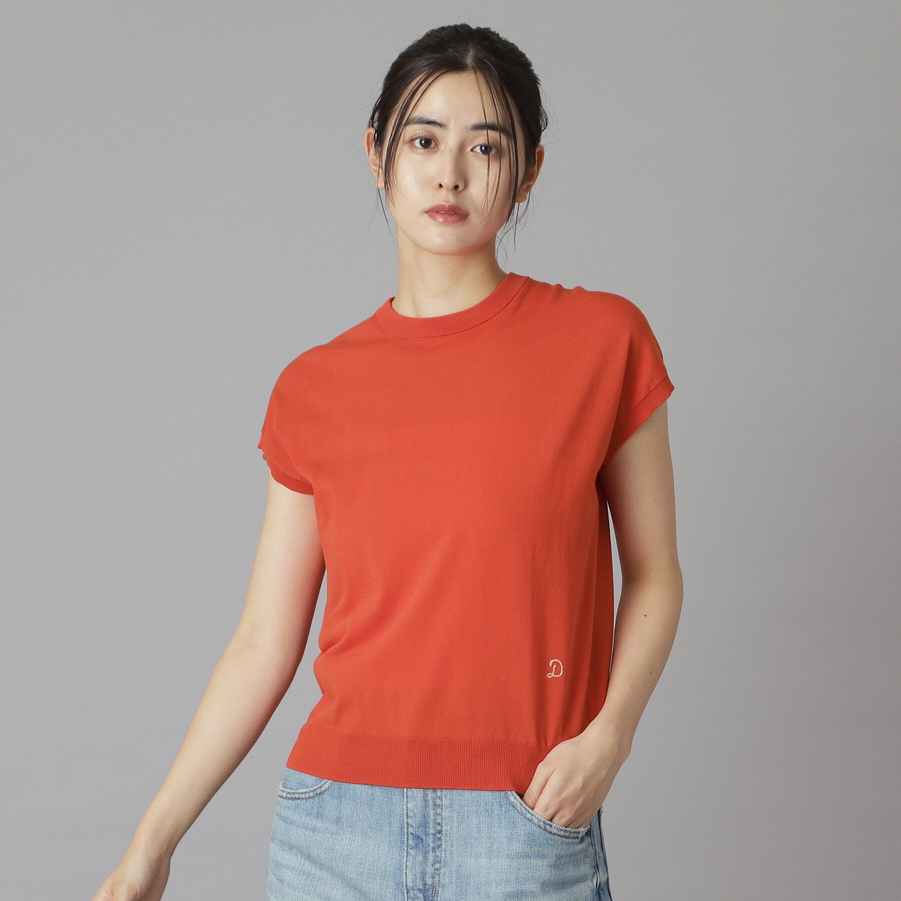 DRESSTERIOR「コットンシルクフレンチスリーブニット」|ニット・セーター|