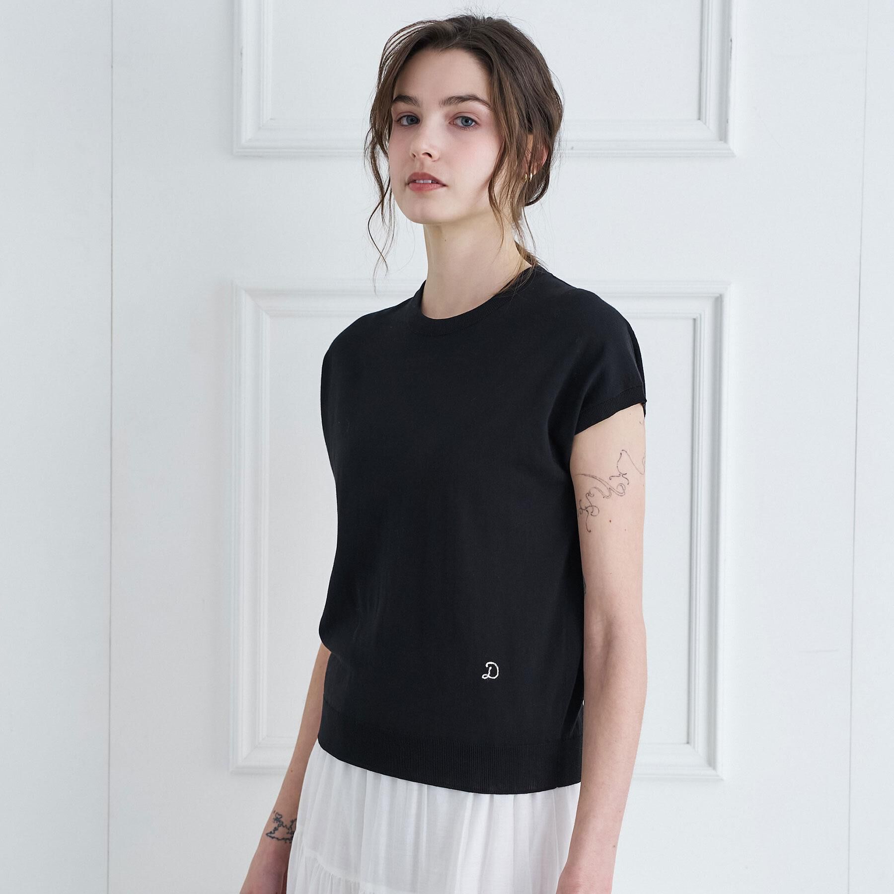 DRESSTERIOR「コットンシルクフレンチスリーブニット」|ニット・セーター|