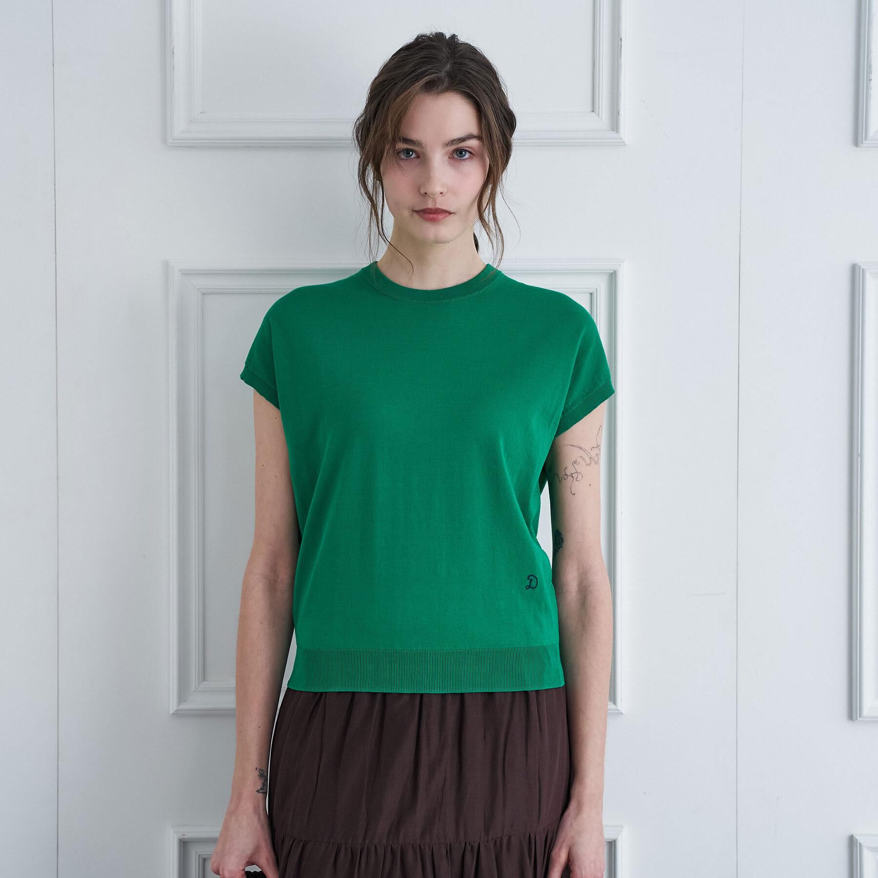 DRESSTERIOR「コットンシルクフレンチスリーブニット」|ニット・セーター|