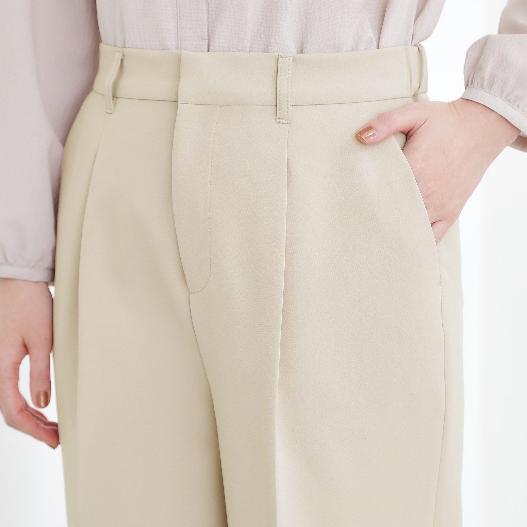 grove「【マシンウォッシュ／防シワ/SS-3L】ストレッチワイドパンツ」|その他|