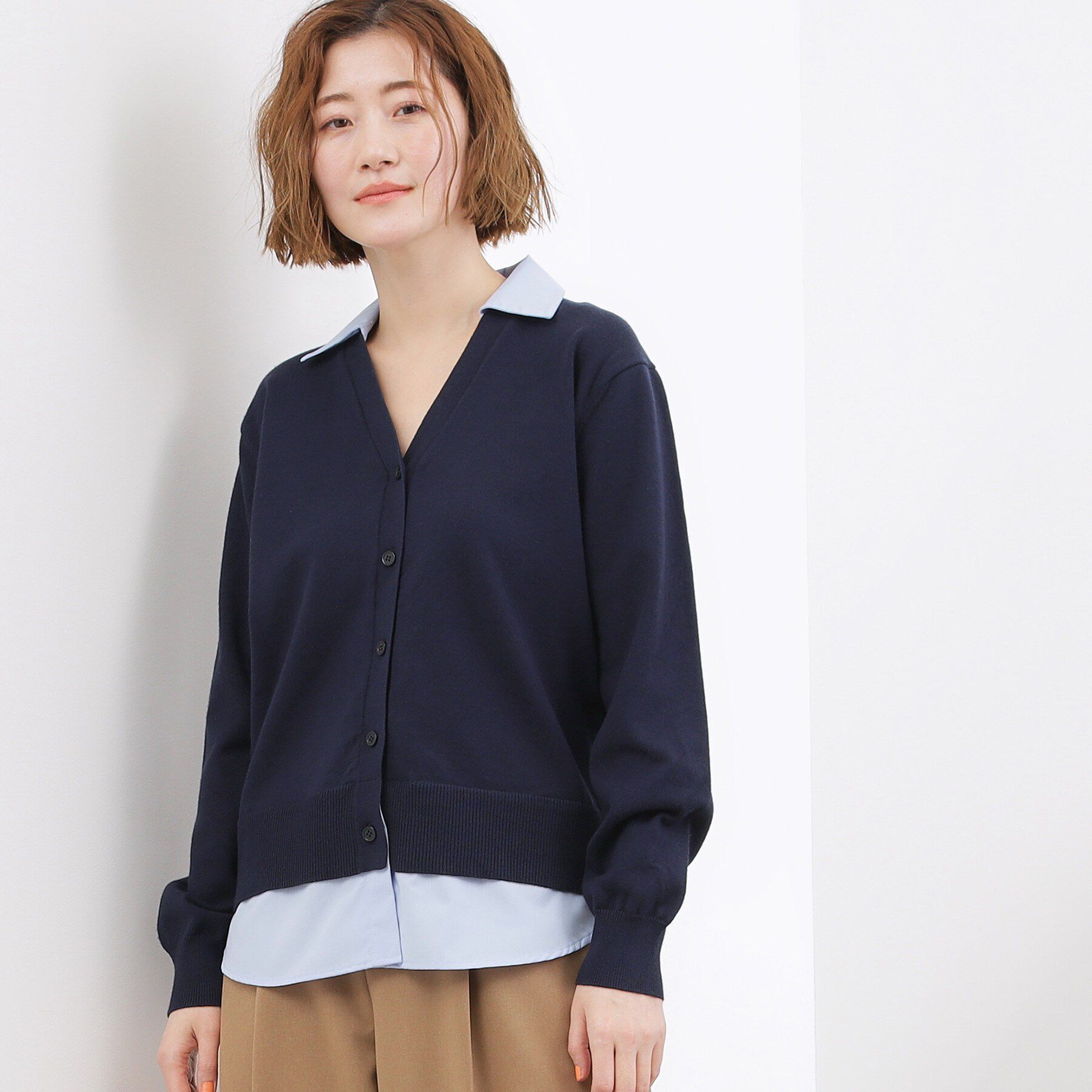 grove「シャツドッキング ニットカーディガン」|カーディガン|