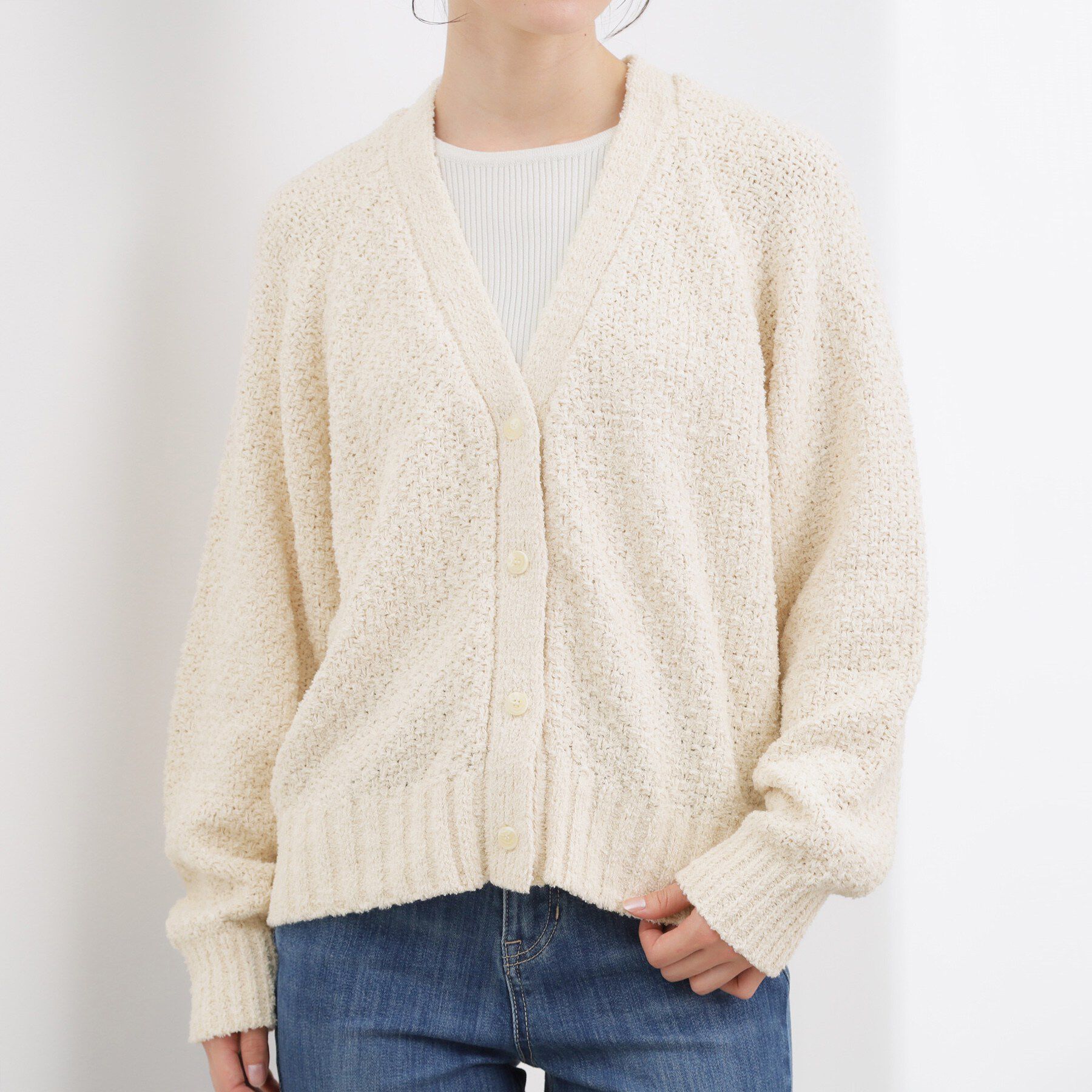 grove「コットン混バスケットVネックカーディガン」|カーディガン|