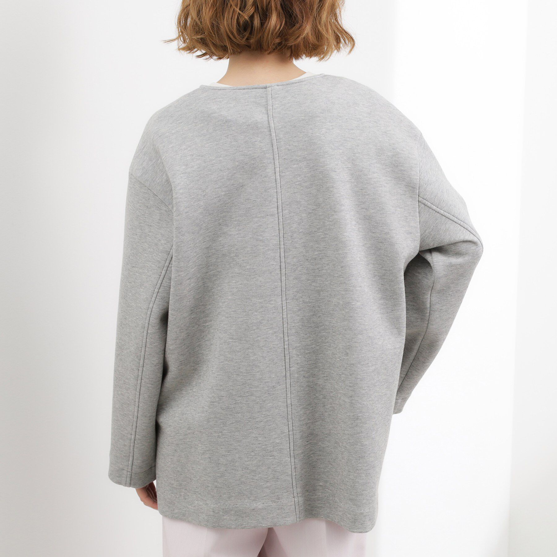 grove「ダンボールジャージ ノーカラーミドルコート」|ノーカラーコート|