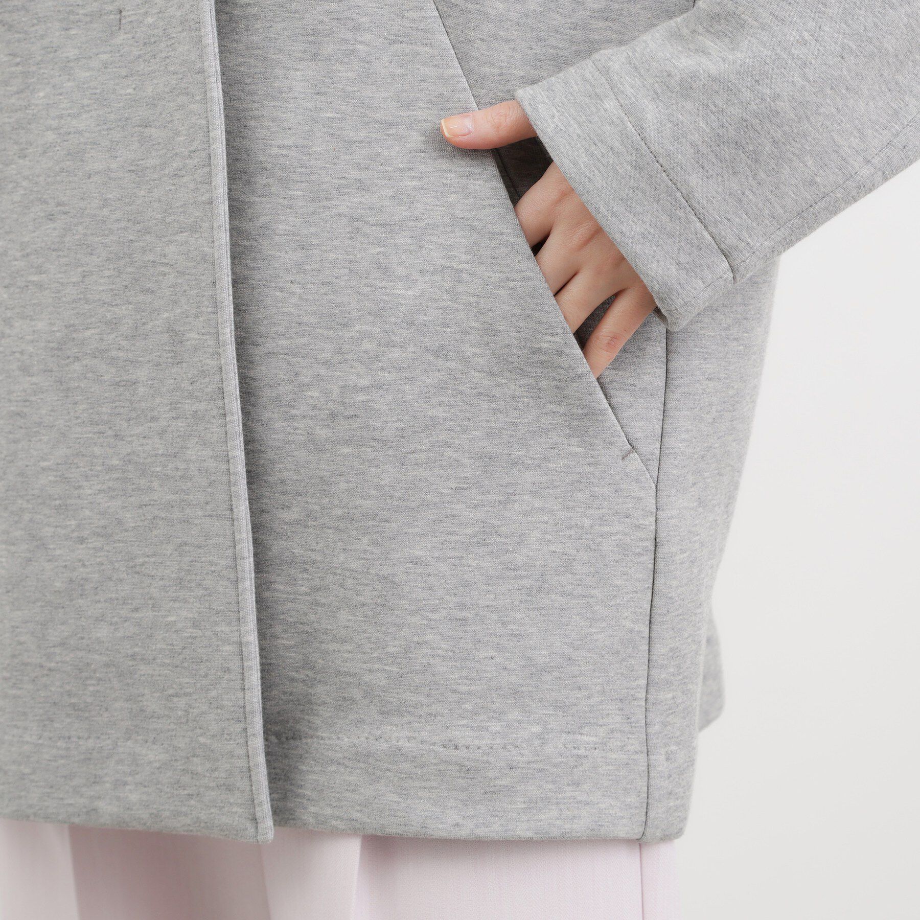 grove「ダンボールジャージ ノーカラーミドルコート」|ノーカラーコート|