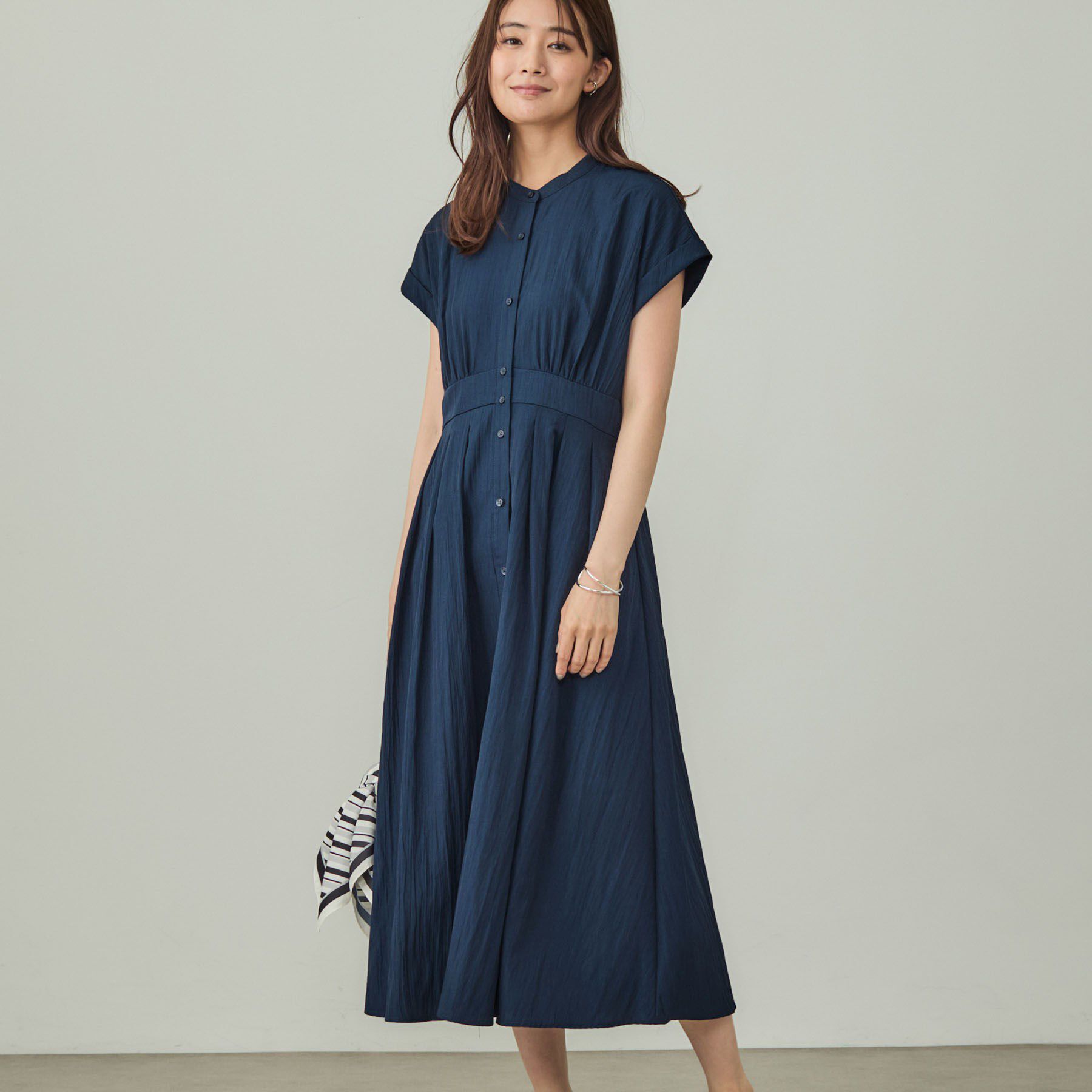 INDIVI「フレアワンピース」|ワンピース|ネイビー(094)