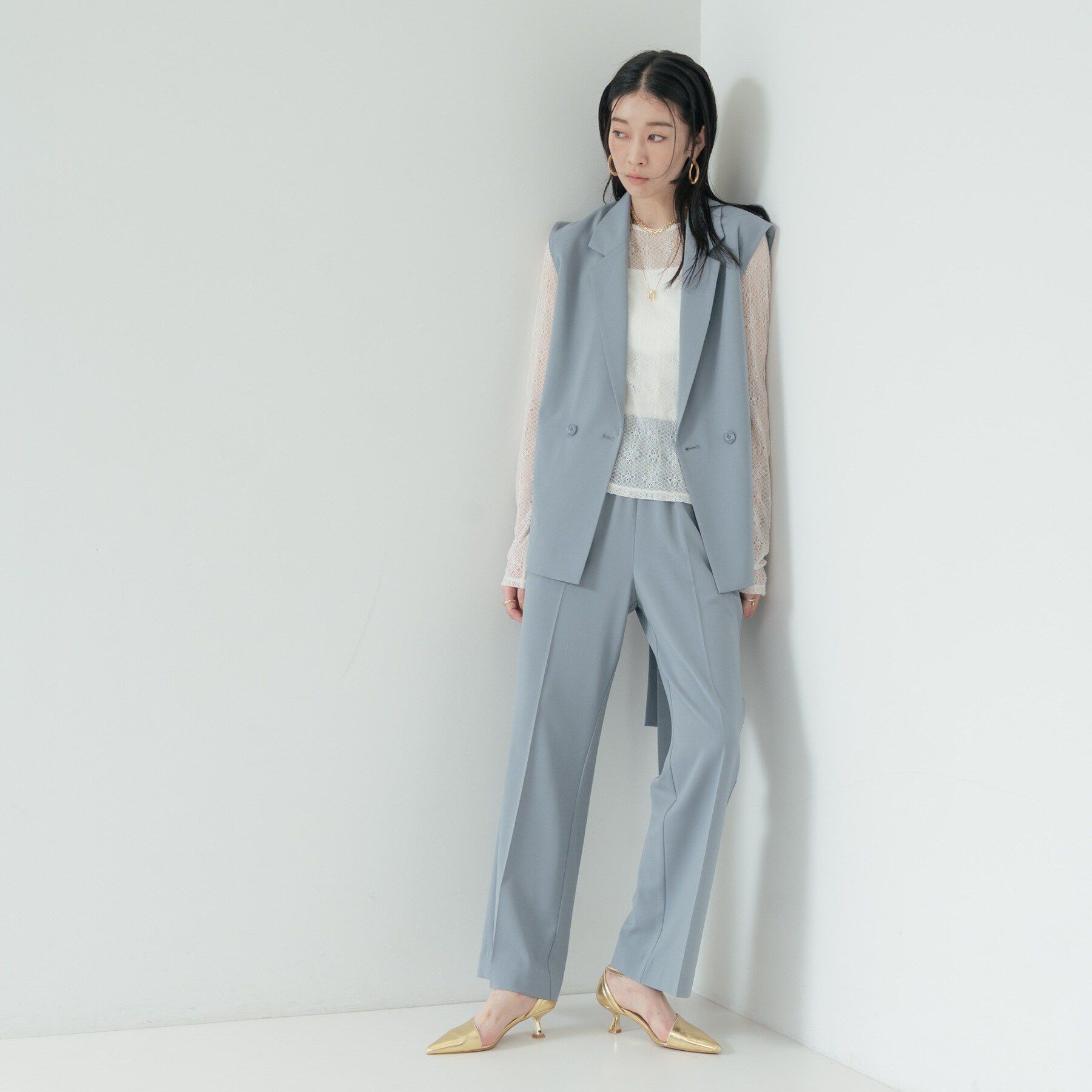 GALLEST「Comfy SET UP｜ベルテッドジレ【セットアップ対応／通勤／カセット服】」|ベスト・ジレ|