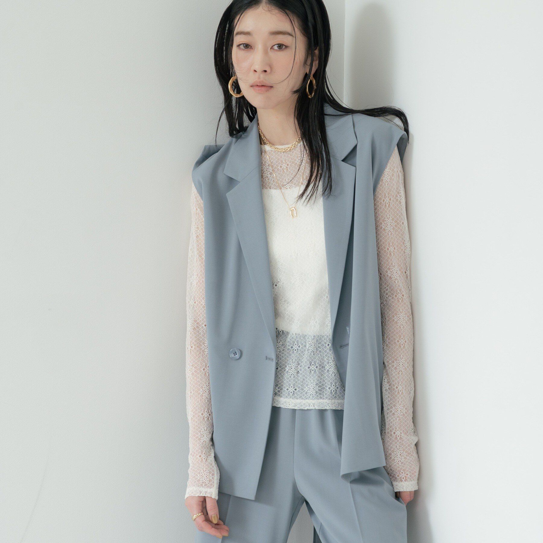 GALLEST「Comfy SET UP｜ベルテッドジレ【セットアップ対応／通勤／カセット服】」|ベスト・ジレ|