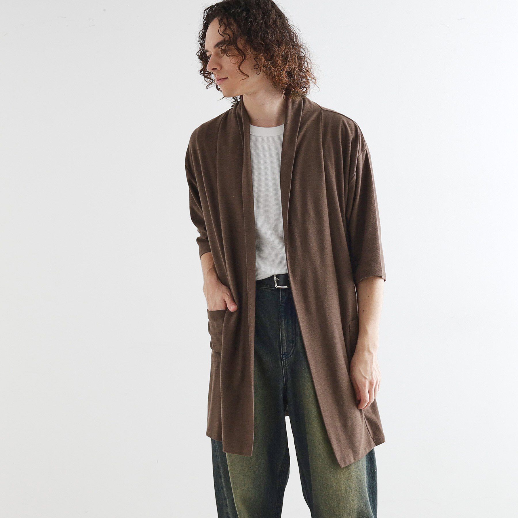 tk.TAKEO KIKUCHI「ショールロングコーディガン」|カーディガン|ブラウン(043)