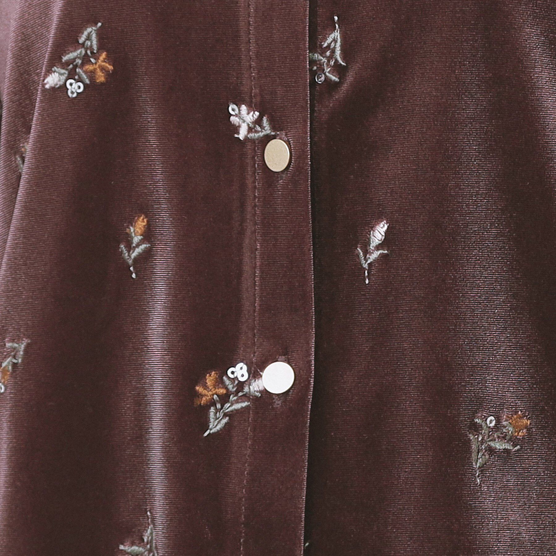 index「小花刺繍ベロアショートカーディガン【洗濯機OK】」|カーディガン|