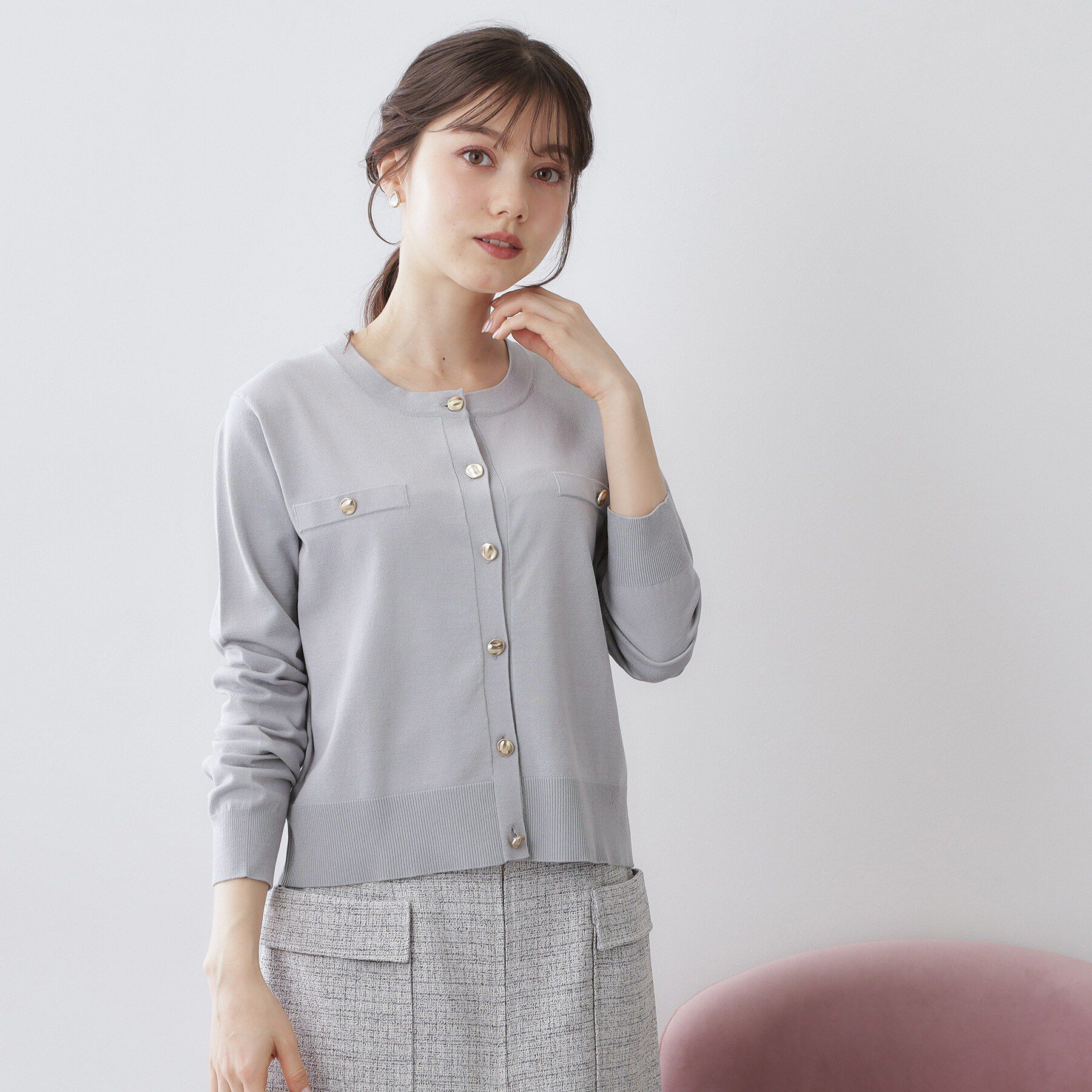 index「ボクシークルーネックカーディガン【洗濯機OK】《5col》」|カーディガン|