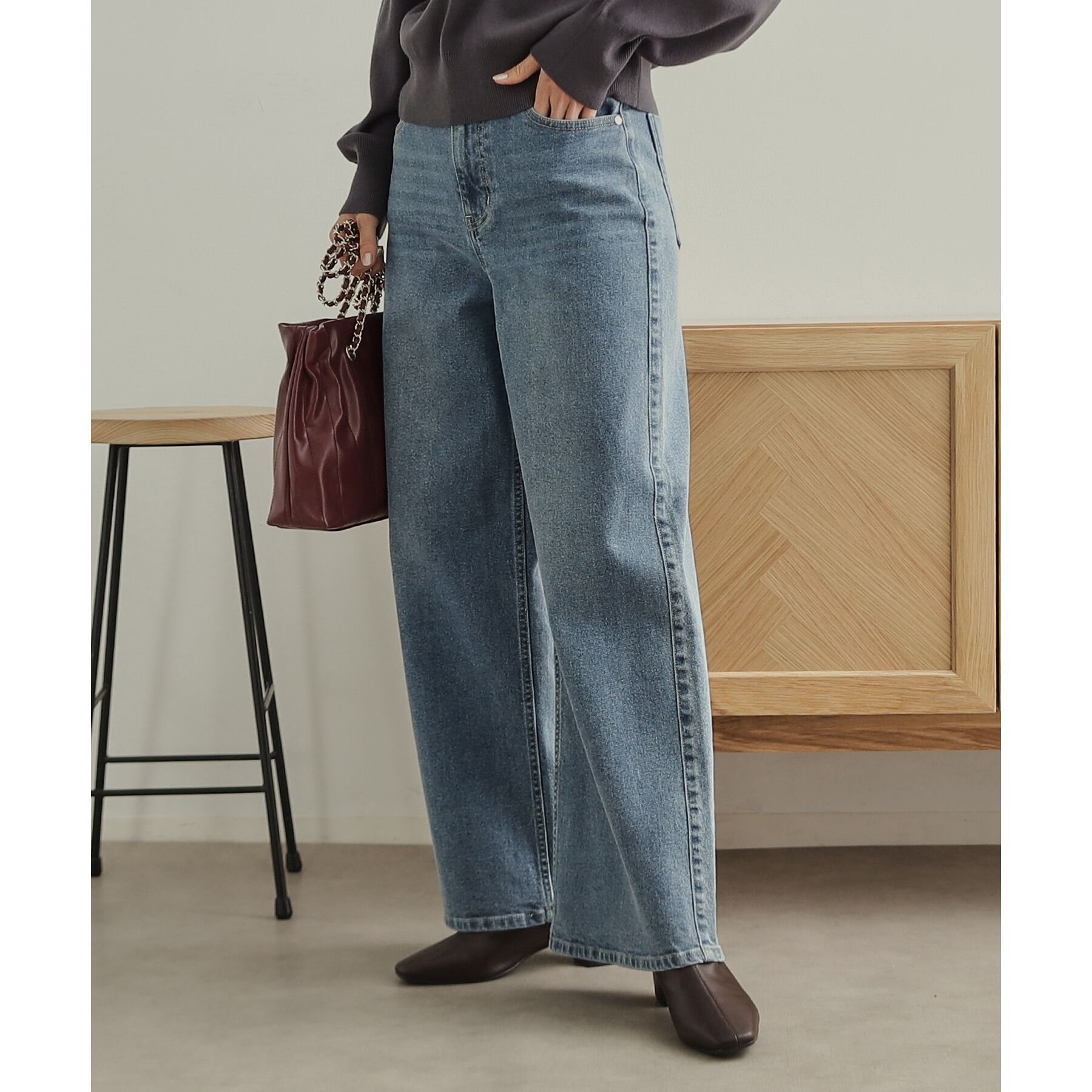 OPAQUE.CLIP「《SS-LLsize》ストレッチバギーデニム【洗濯機洗い可】」|デニム|