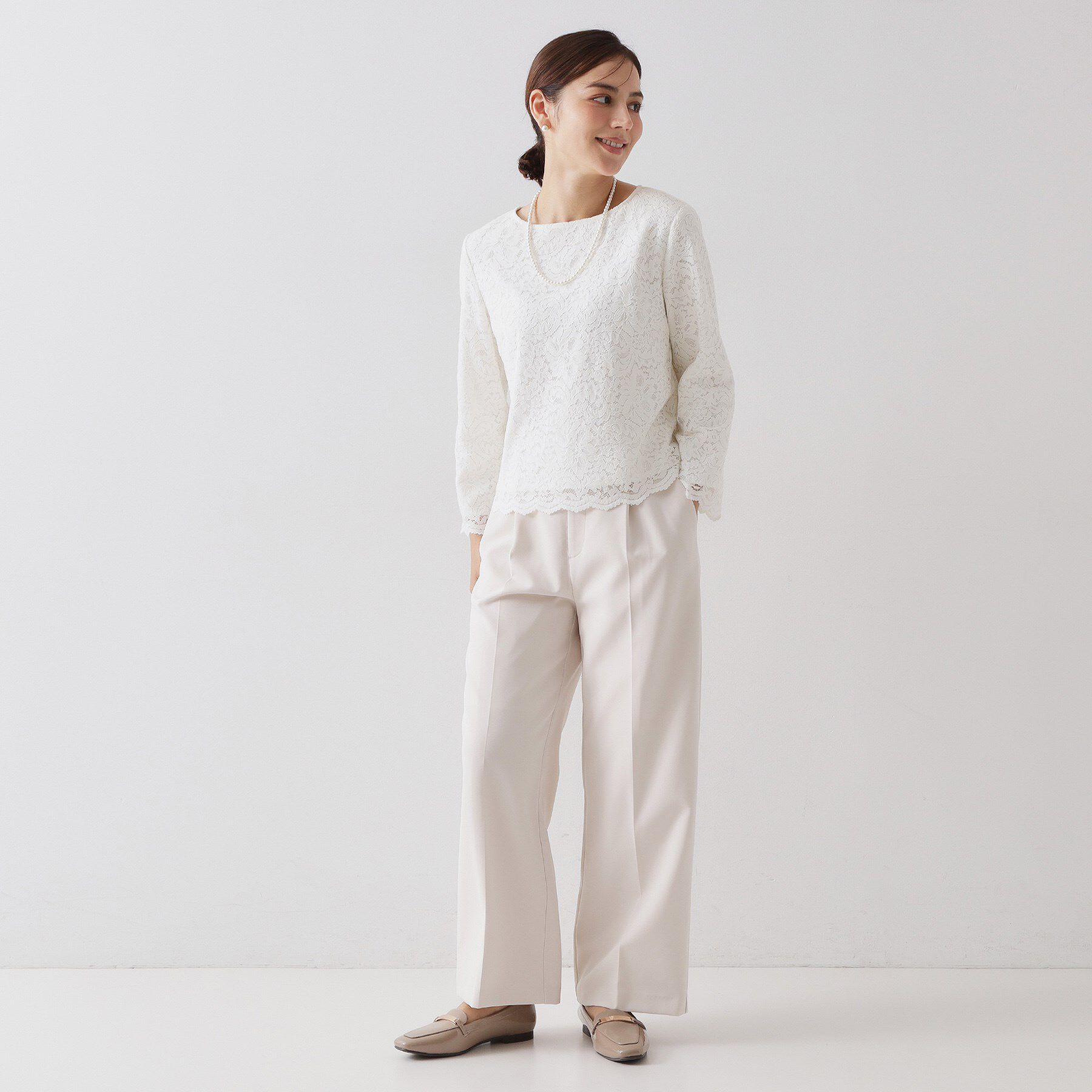 OPAQUE.CLIP「≪通勤・セレモニー対応≫ レースブラウス【洗濯機OK】」|シャツ・ブラウス|