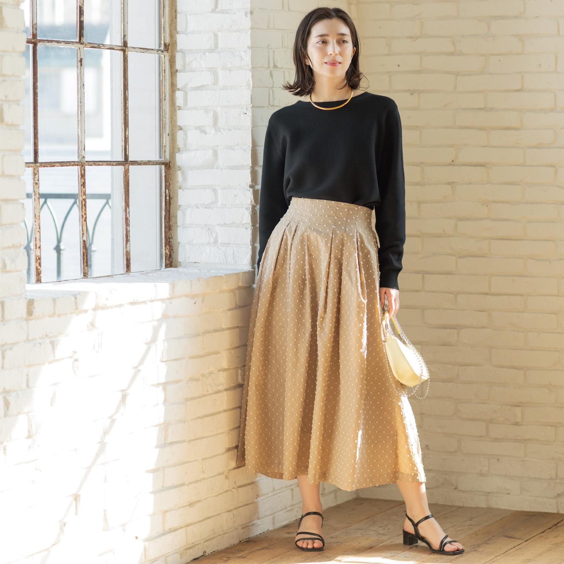 OPAQUE.CLIP「ボートネックガーターニット/オーガニックコットン混【洗濯機OK/UVケア】《6col》」|ニット・セーター|