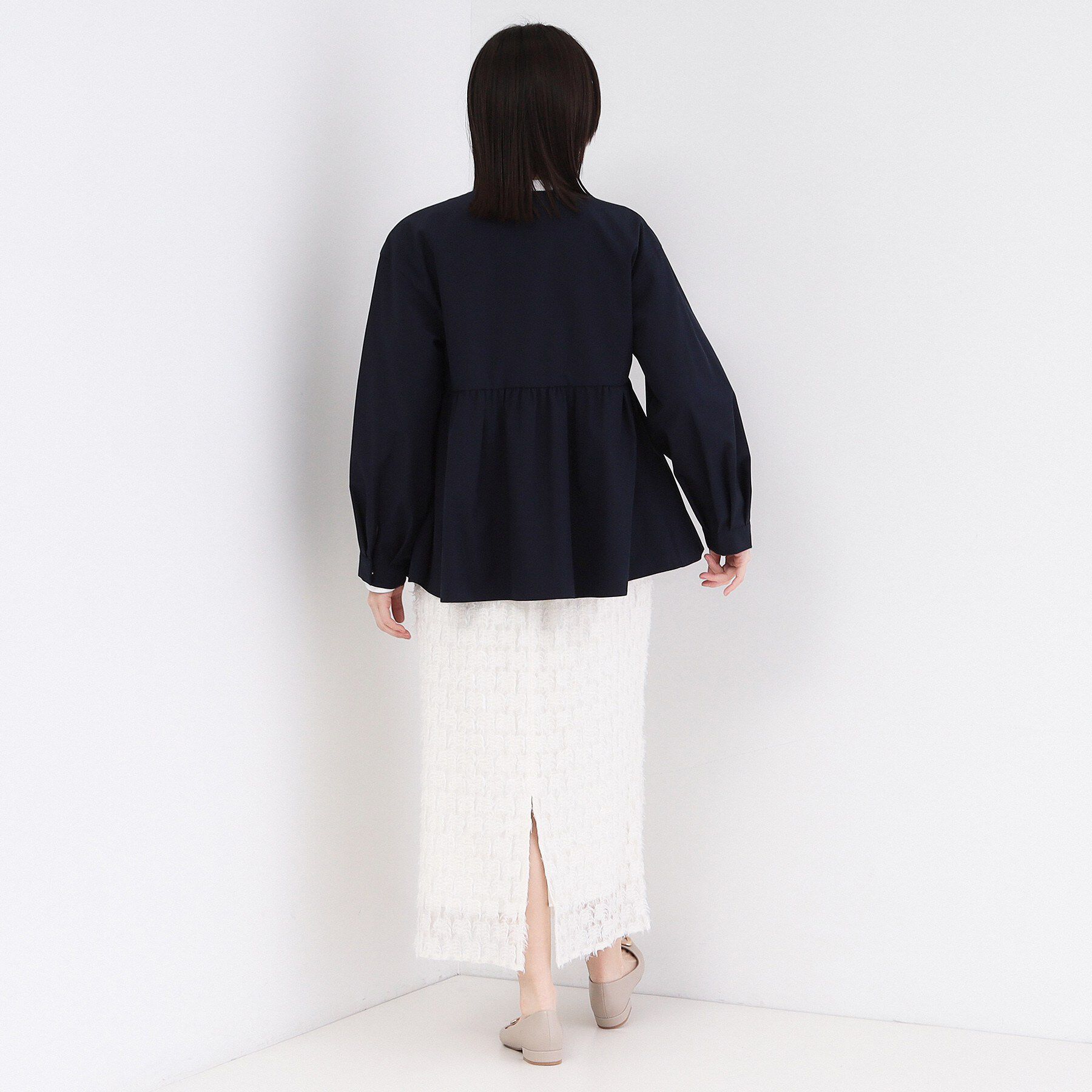 OPAQUE.CLIP「撥水ノーカラーペプラムブルゾン【洗濯機OK/抗ピル】」|ブルゾン・スタジャン|