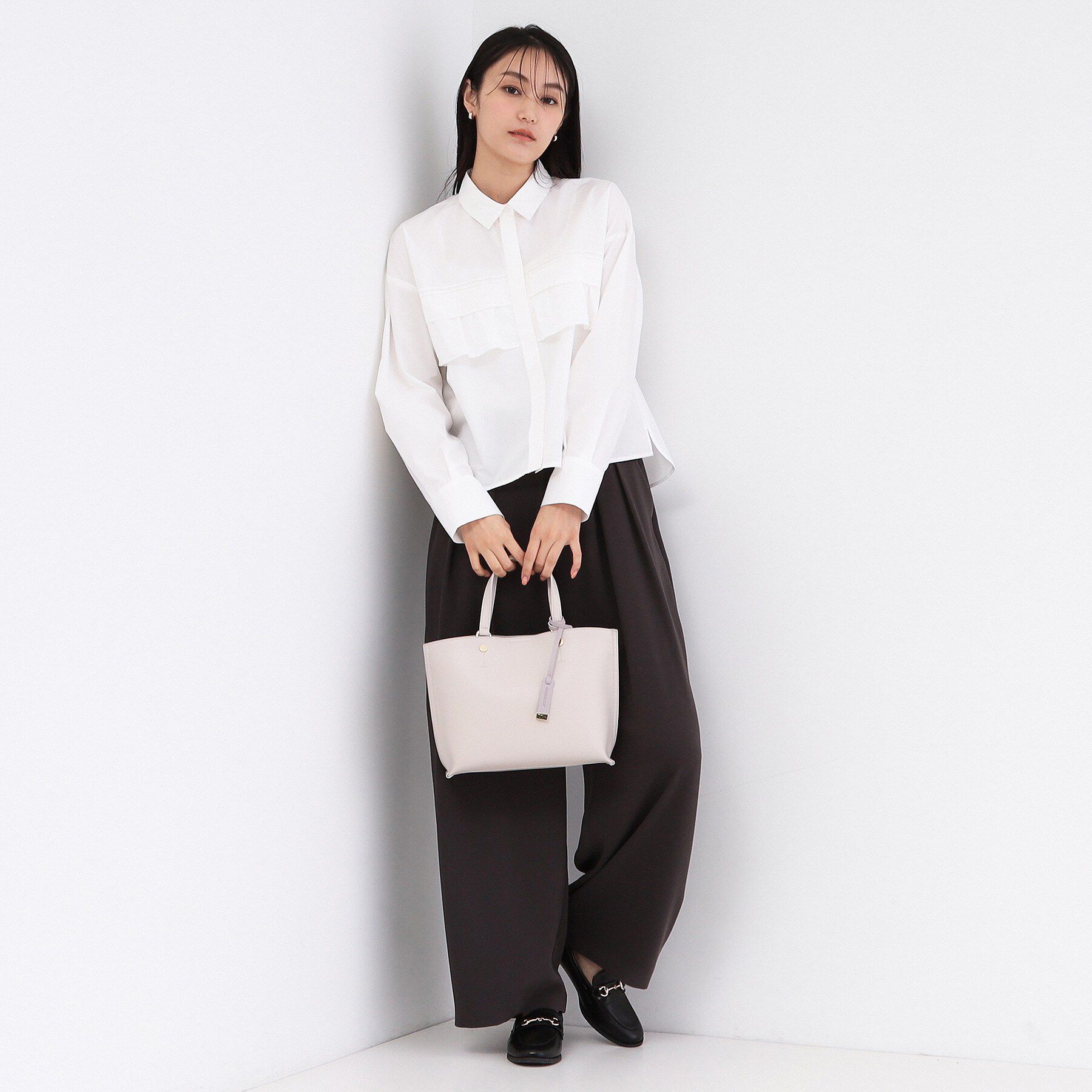 OPAQUE.CLIP「タックフリルシャツ【洗濯機OK】」|シャツ・ブラウス|