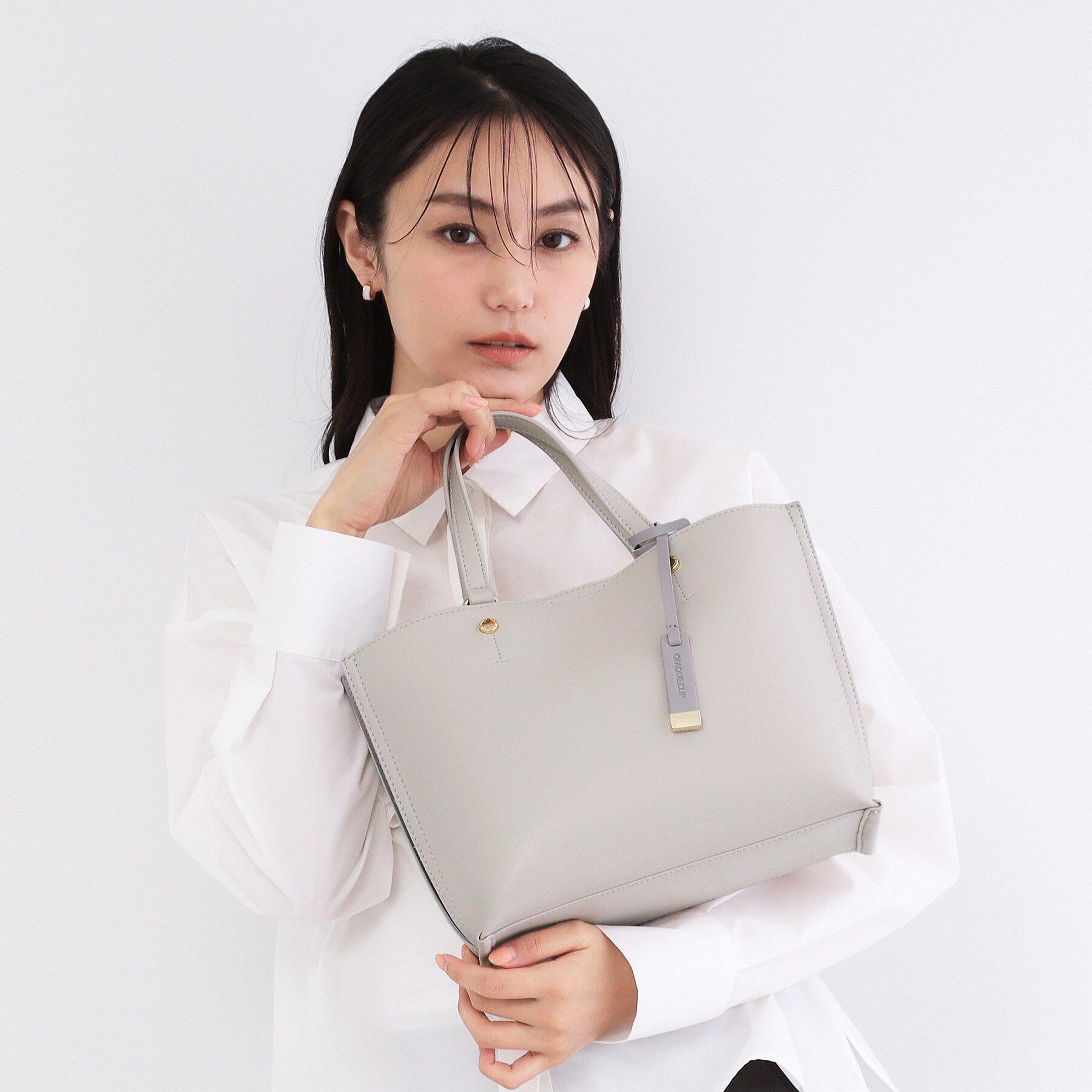 OPAQUE.CLIP「名品バイカラーミドルトート」|トートバッグ|グレージュ(850)