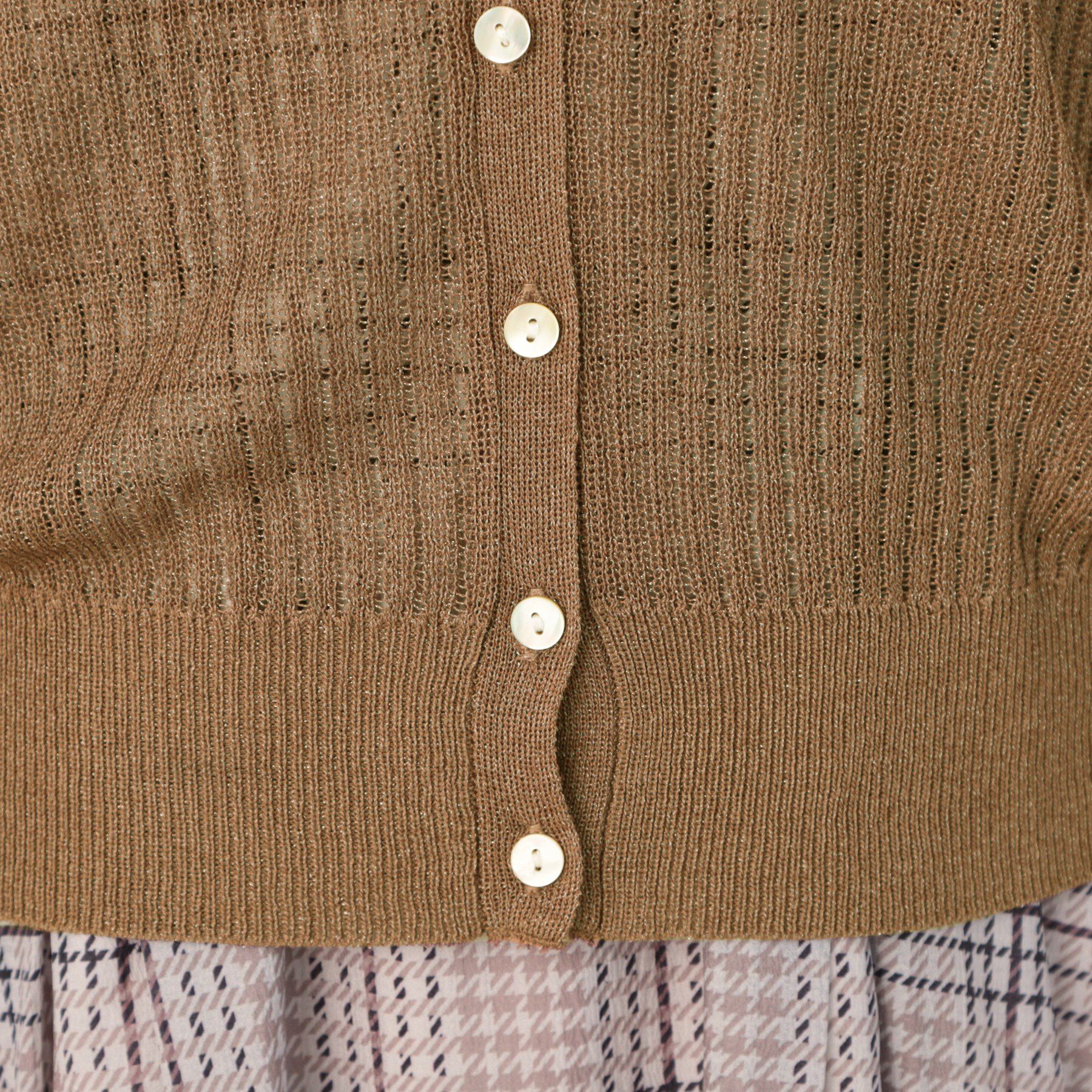 Couture broach「ラメリブVネックカーディガン」|カーディガン|