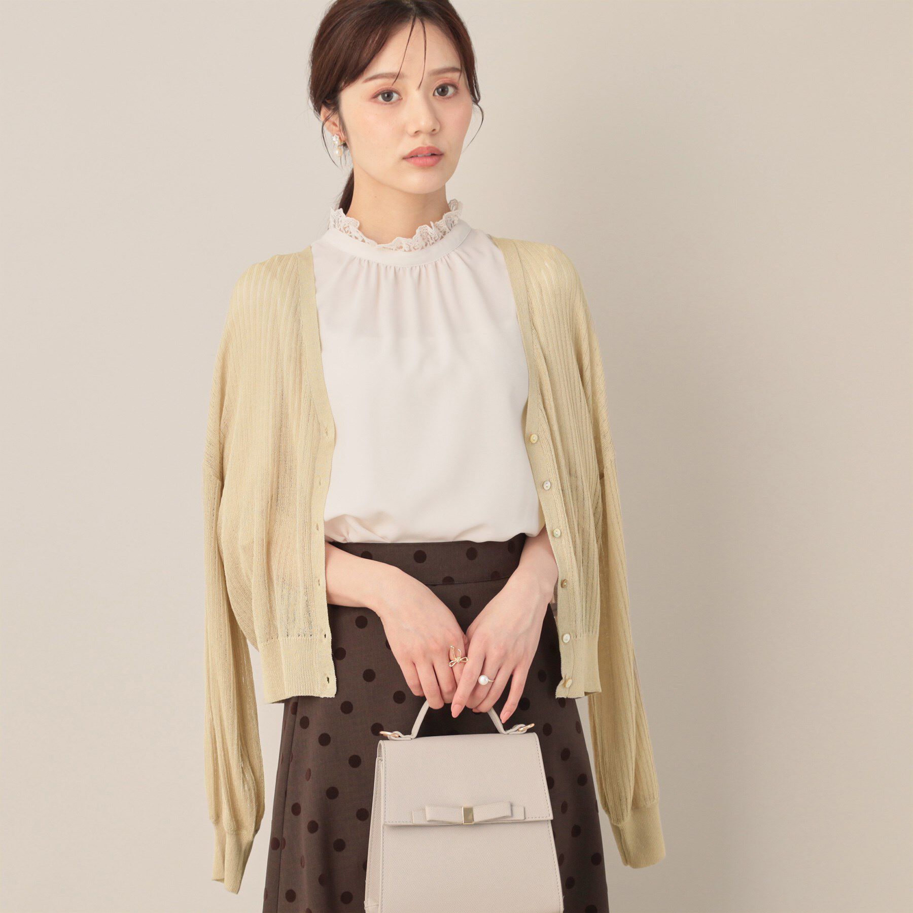 Couture broach「ラメリブVネックカーディガン」|カーディガン|