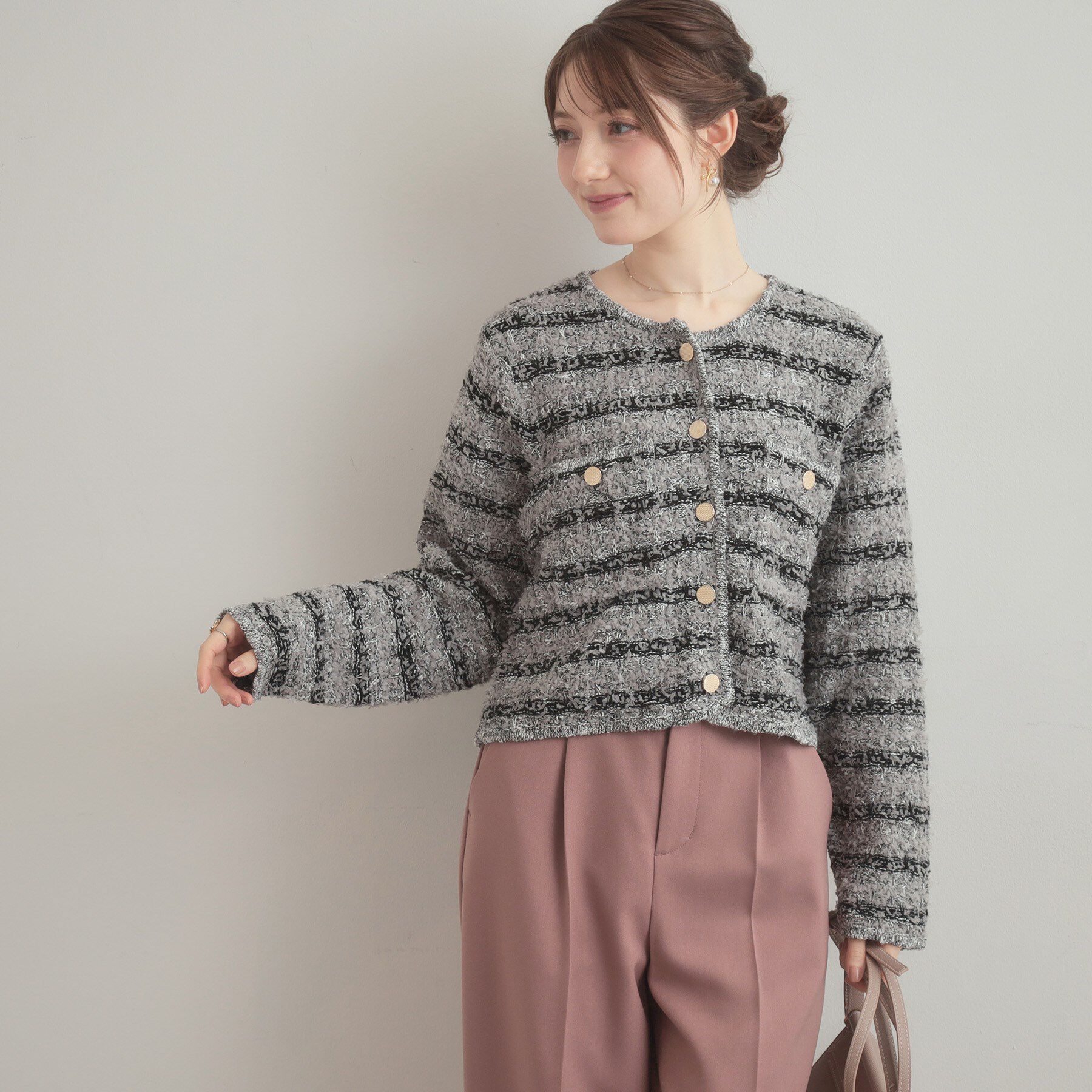 Couture broach「ツイード編みカーディガン」|カーディガン|