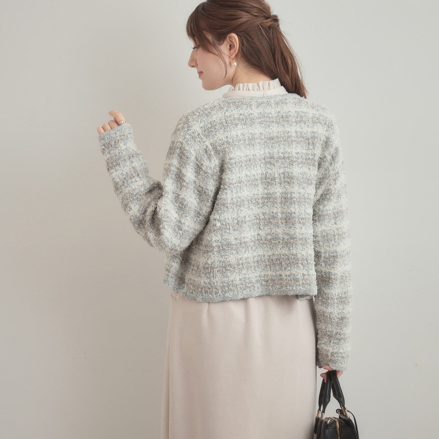 Couture broach「ツイード編みカーディガン」|カーディガン|