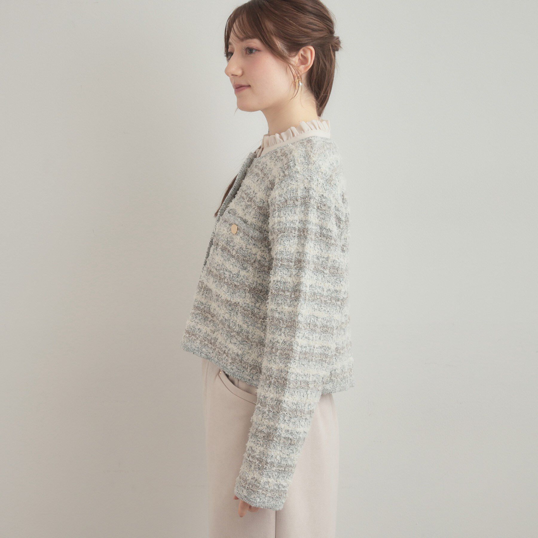 Couture broach「ツイード編みカーディガン」|カーディガン|