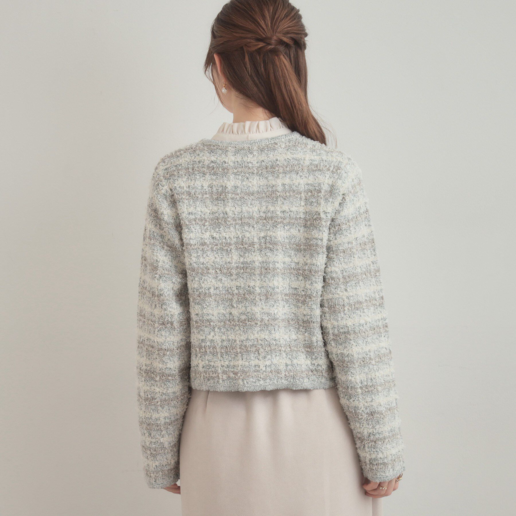 Couture broach「ツイード編みカーディガン」|カーディガン|