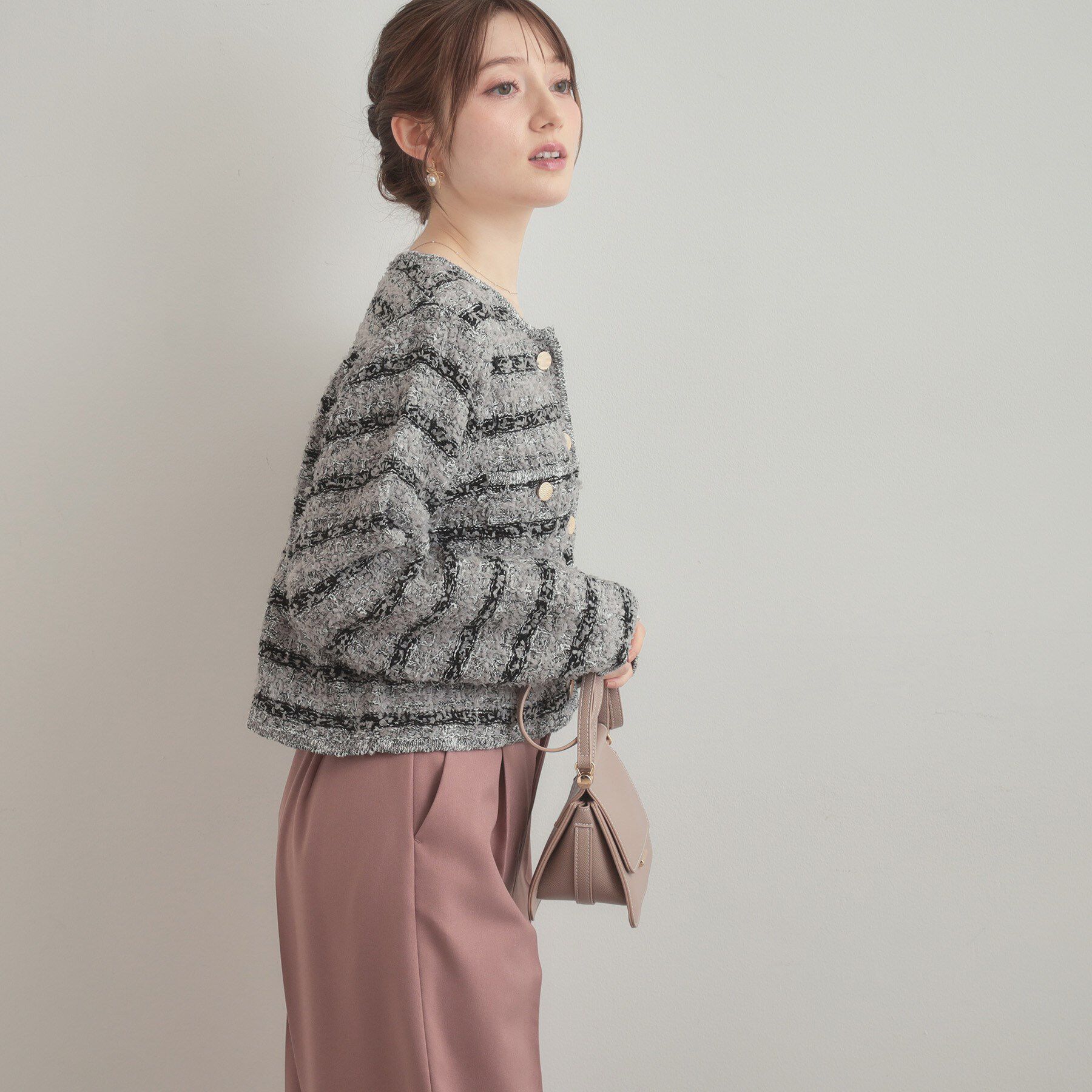 Couture broach「ツイード編みカーディガン」|カーディガン|