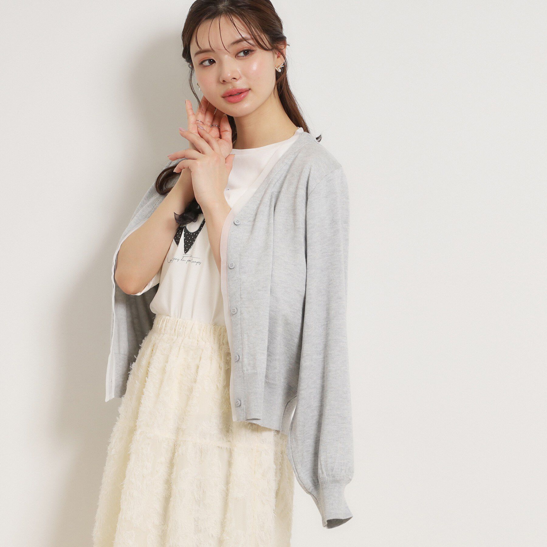 Couture broach「シアードッキングカーディガン」|カーディガン|ライトグレー(011