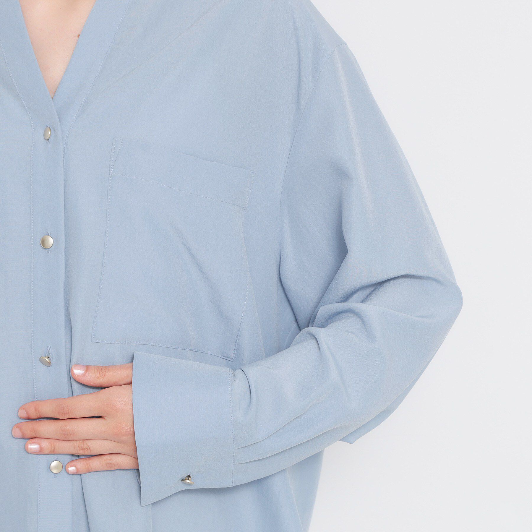 THE SHOP TK「【刻みネックですっきり見え】Wポケット金ボタンシャツ」|シャツ・ブラウス|