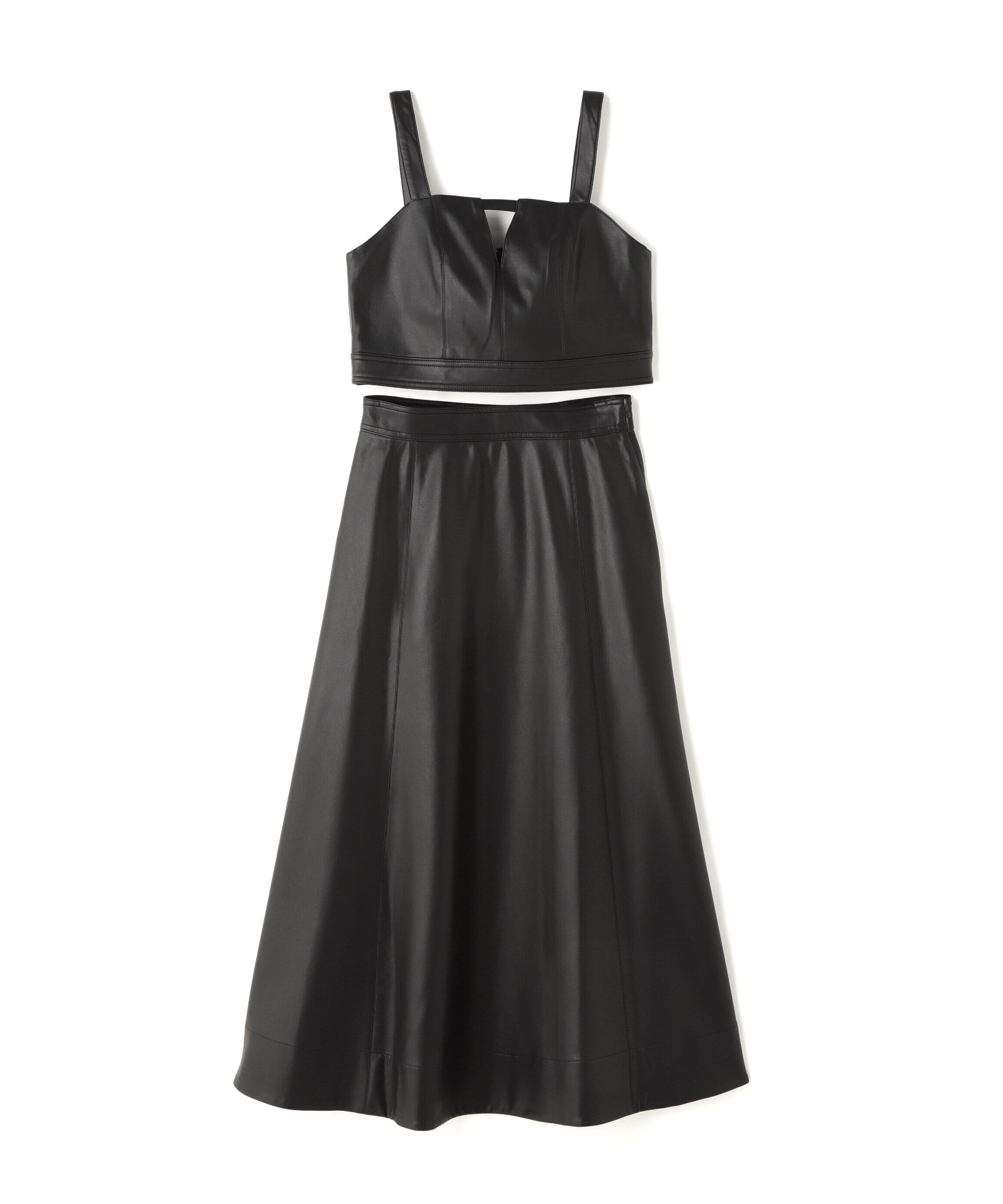  「フェイクレザービスチェ＆スカート」|ワンピース|