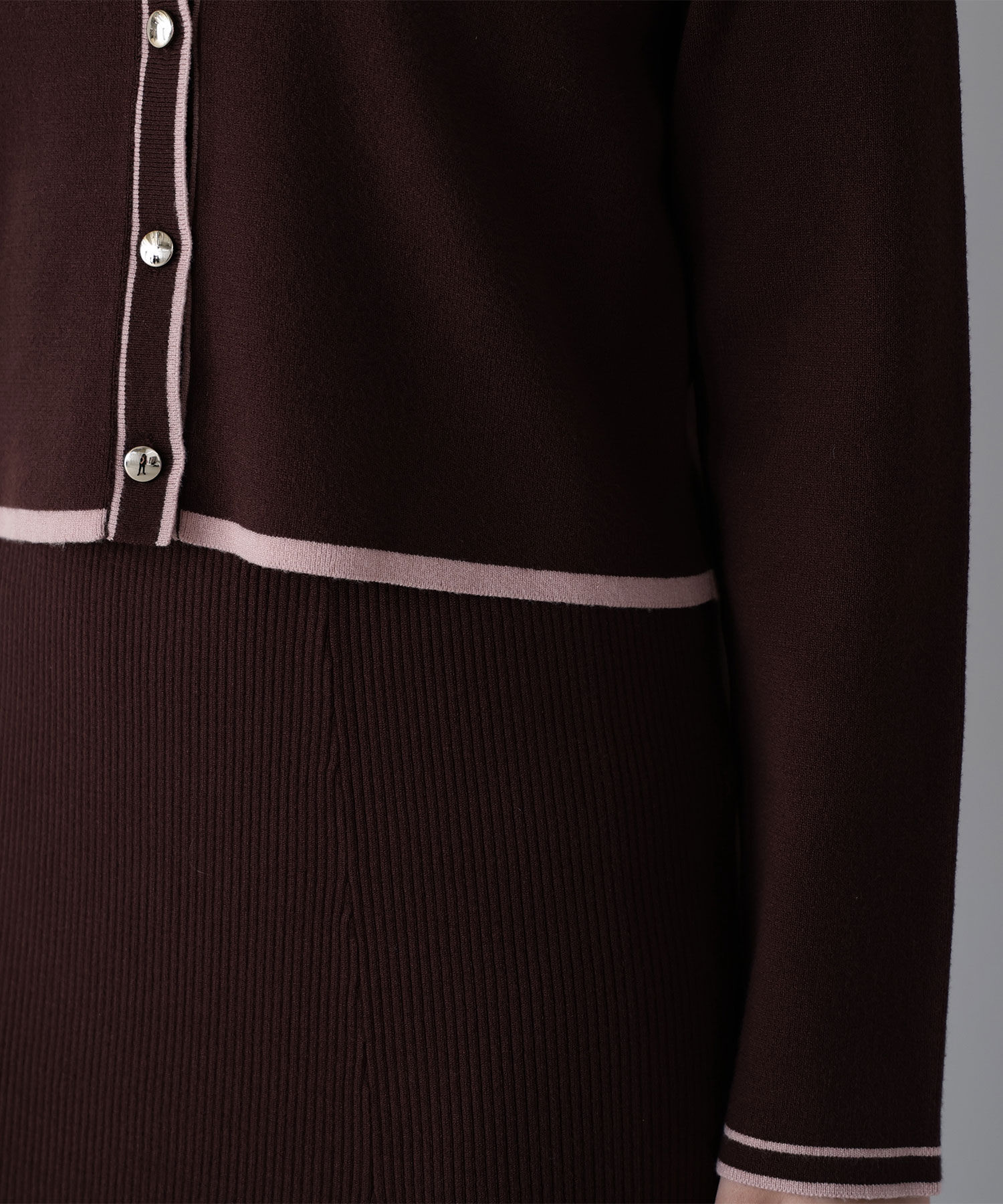  「バイカラーニットカーデ＆スカート」|ワンピース|