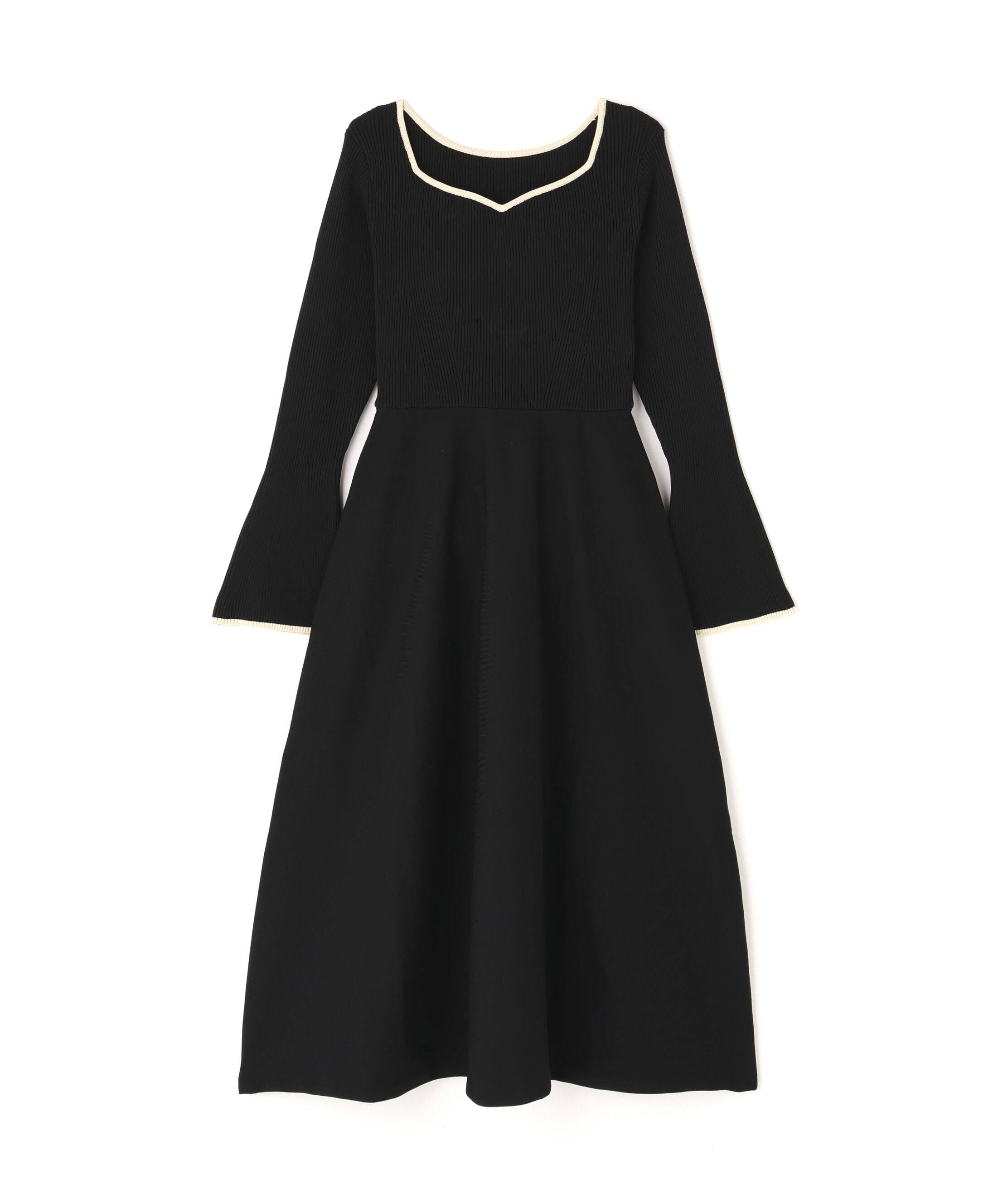  「バイカラーハートネックニットワンピース」|ワンピース|