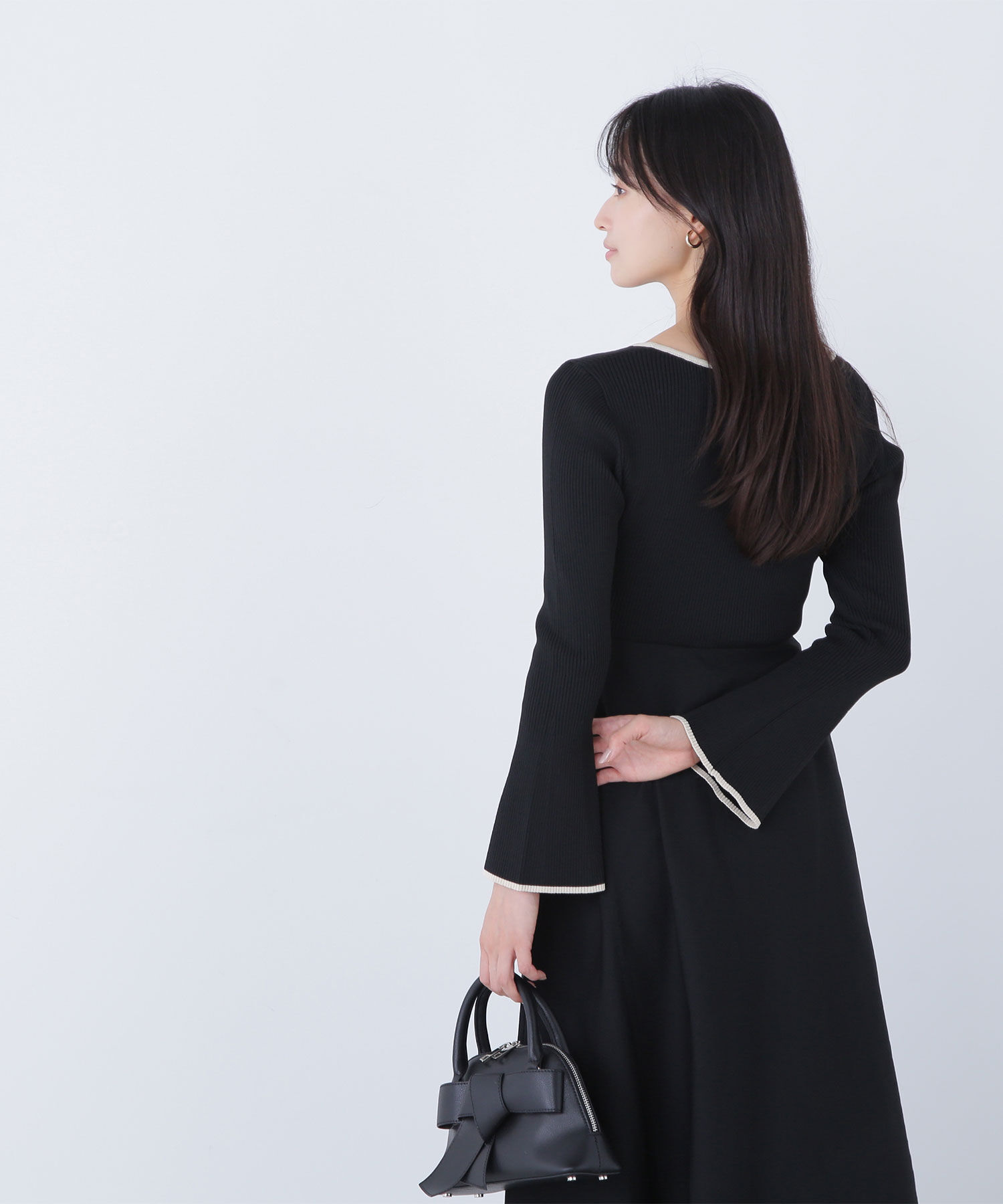  「バイカラーハートネックニットワンピース」|ワンピース|