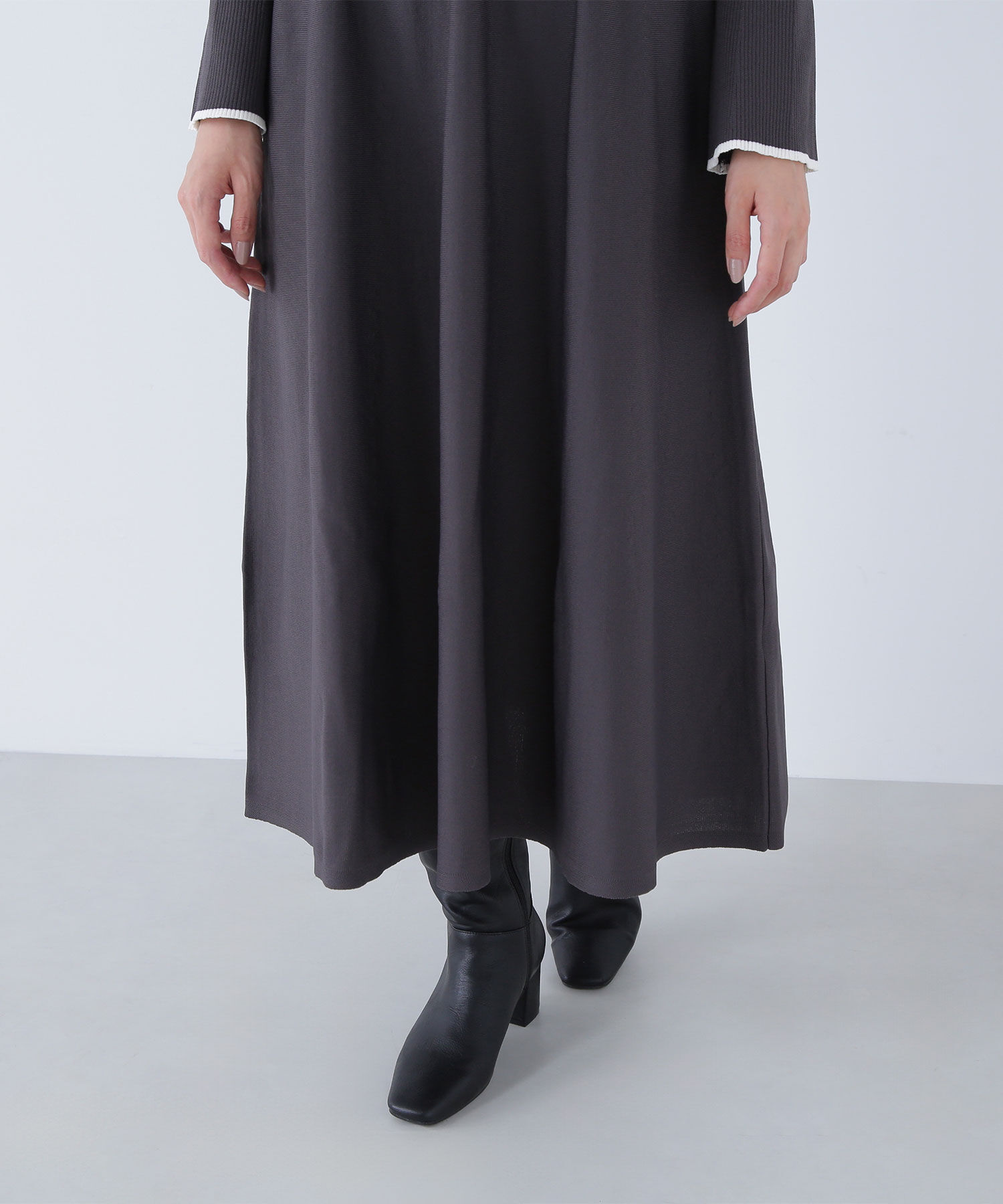  「バイカラーハートネックニットワンピース」|ワンピース|