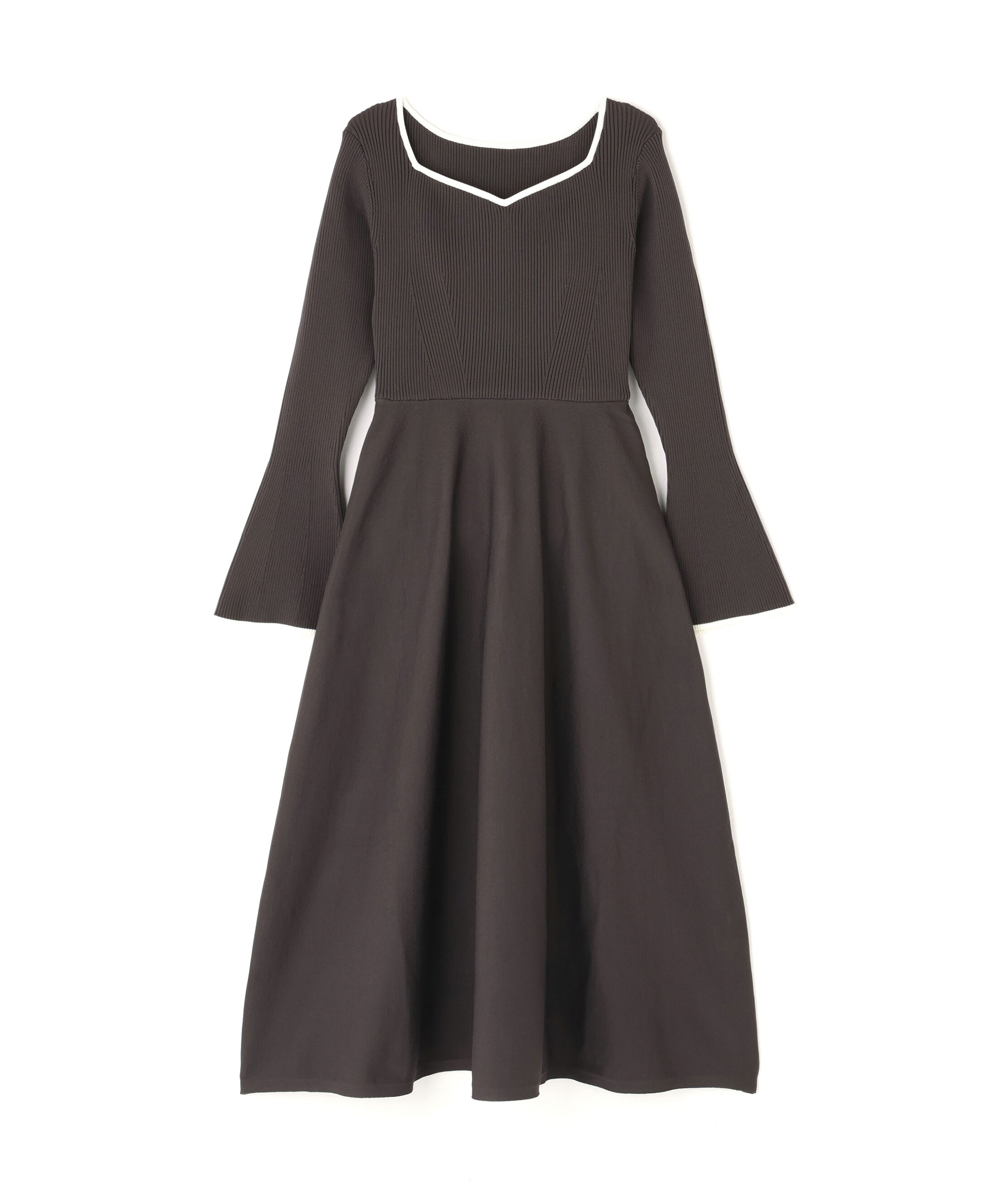  「バイカラーハートネックニットワンピース」|ワンピース|