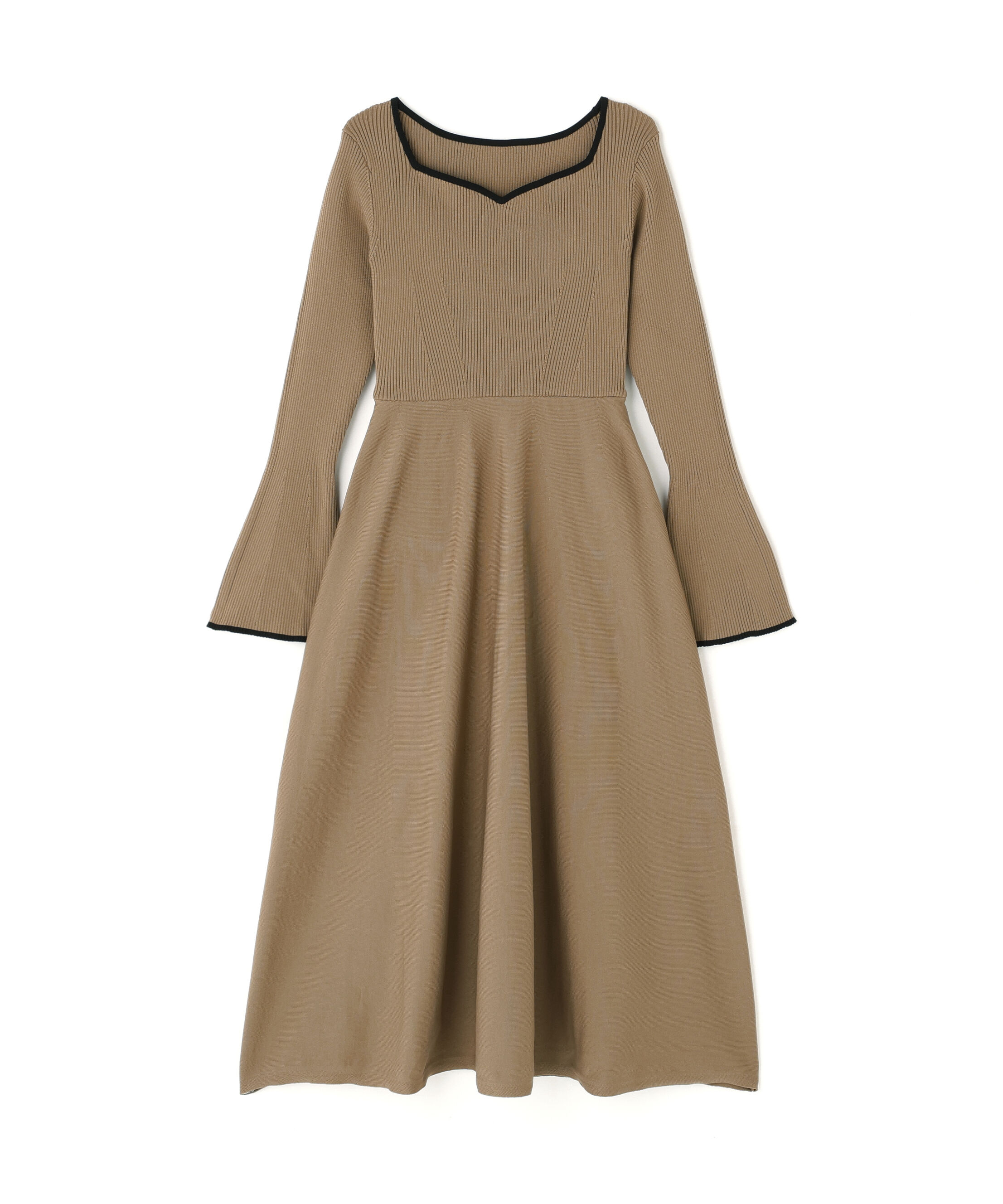  「バイカラーハートネックニットワンピース」|ワンピース|