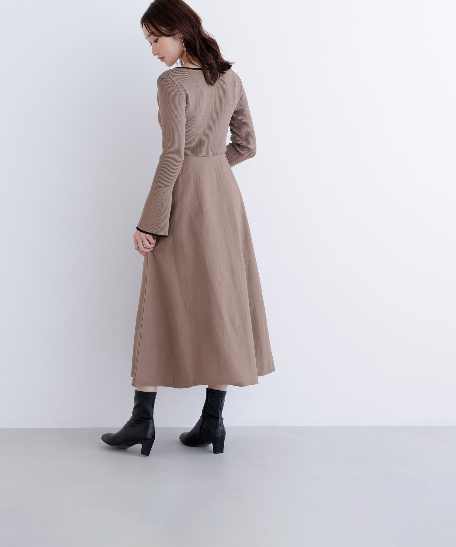  「バイカラーハートネックニットワンピース」|ワンピース|