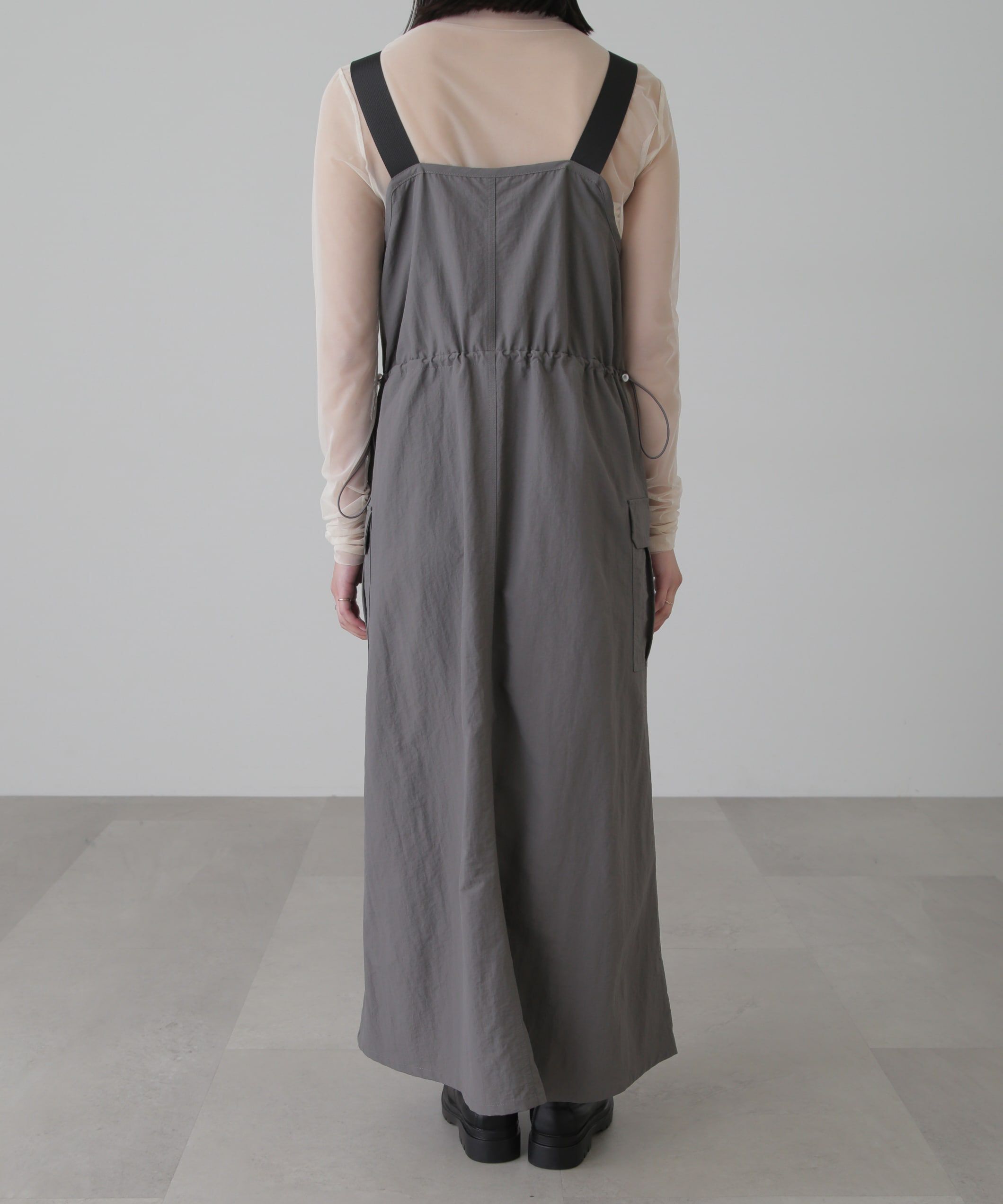  「ウエストドロストナイロンジャンパースカート」|ワンピース|