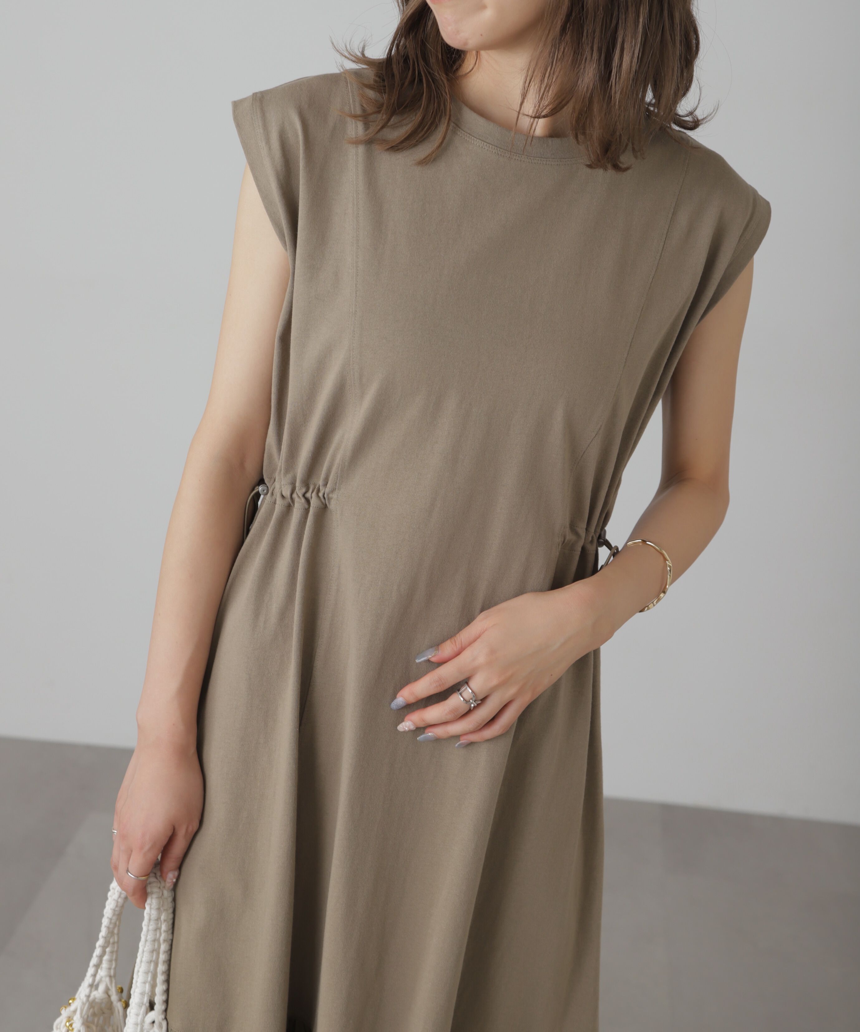  「布帛ドッキングフレンチスリーブカットワンピース」|ワンピース|