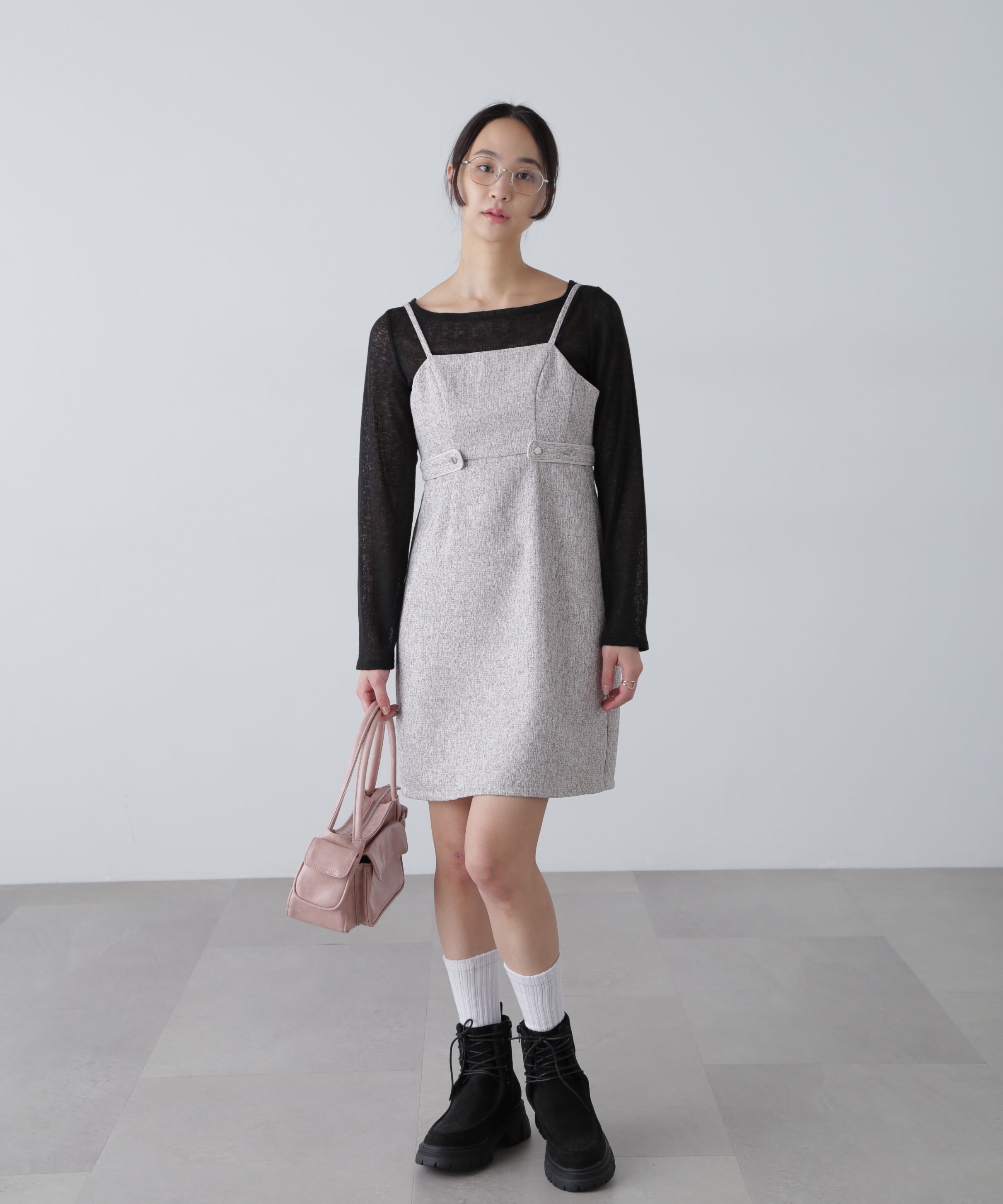  「ツイードライクキャミミニワンピース」|ワンピース|