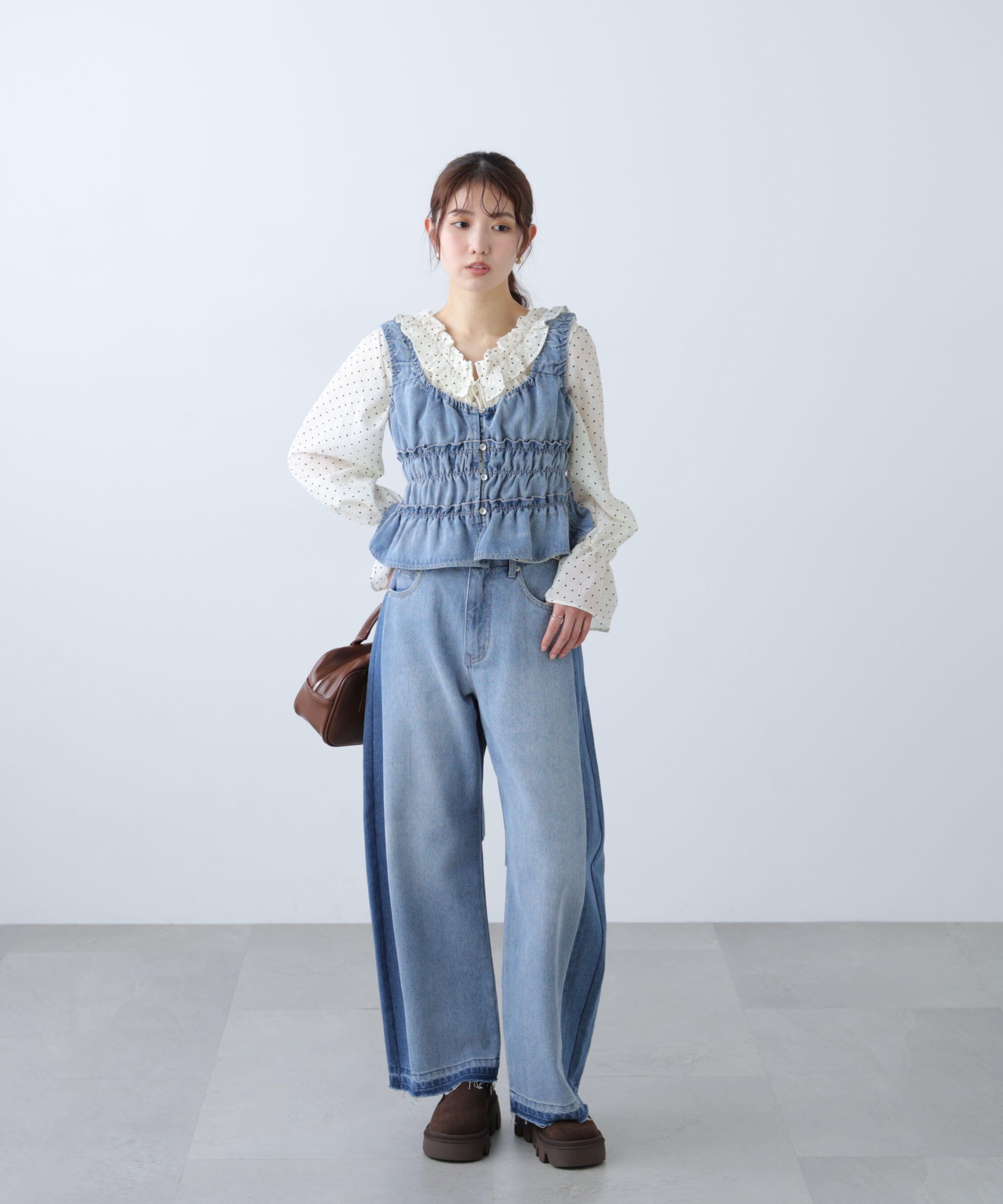  「[低身長サイズ/Sシリーズ]配色パネルバレルワイドパンツ」|その他|