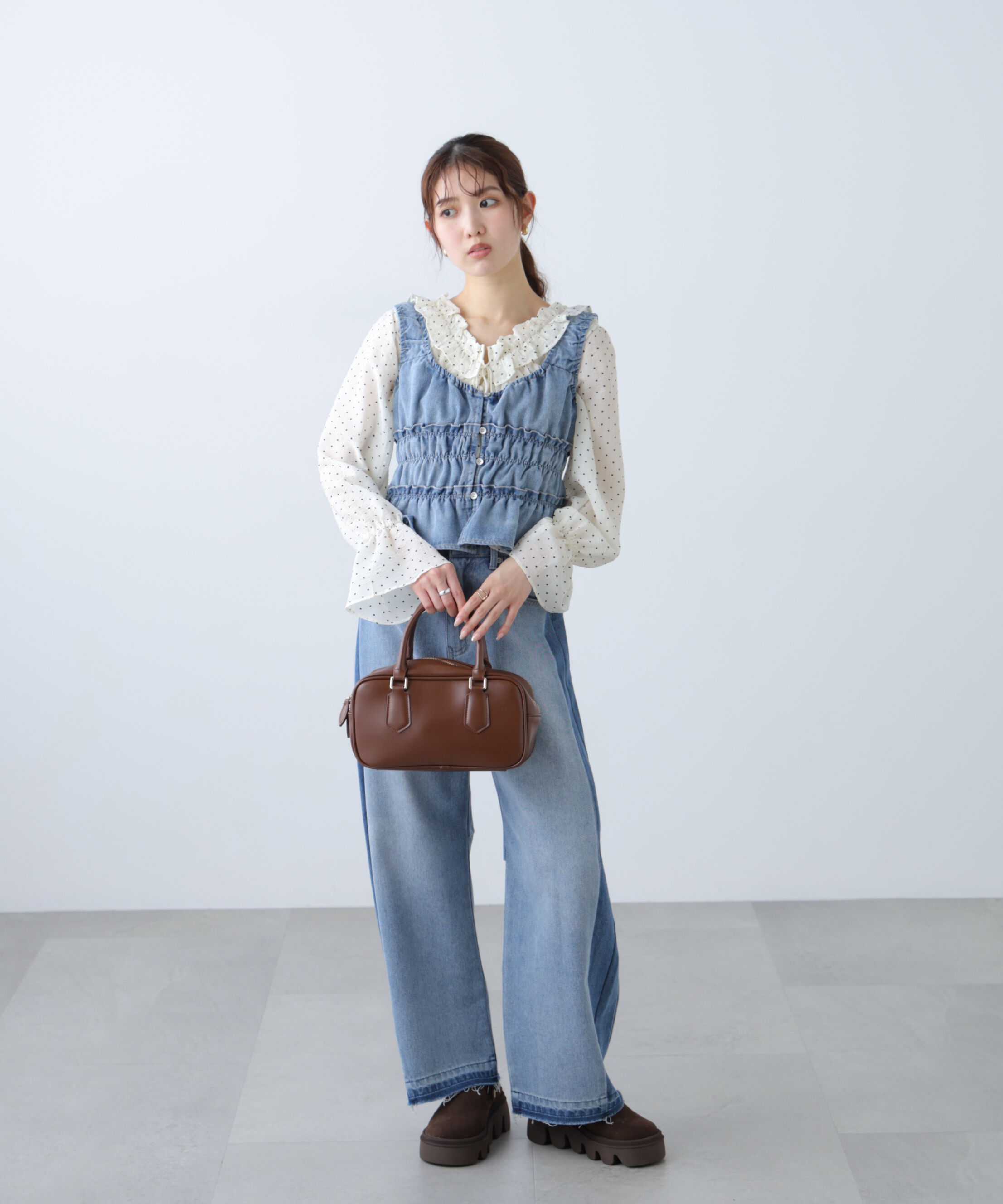  「[低身長サイズ/Sシリーズ]配色パネルバレルワイドパンツ」|その他|