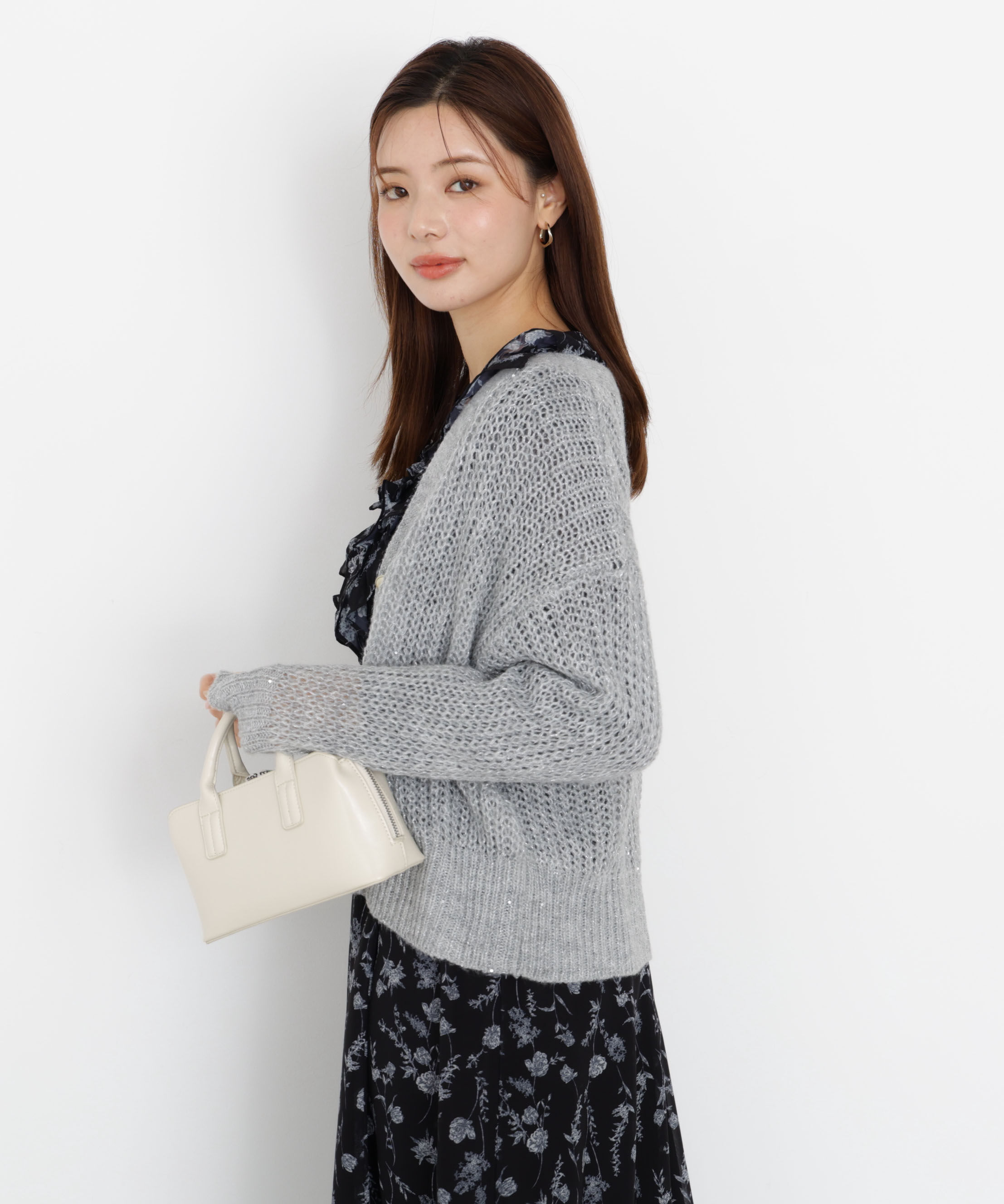 PROPORTION BODY DRESSING「スパンコール透かし編み2wayカーディガン 25AW」|カーディガン|